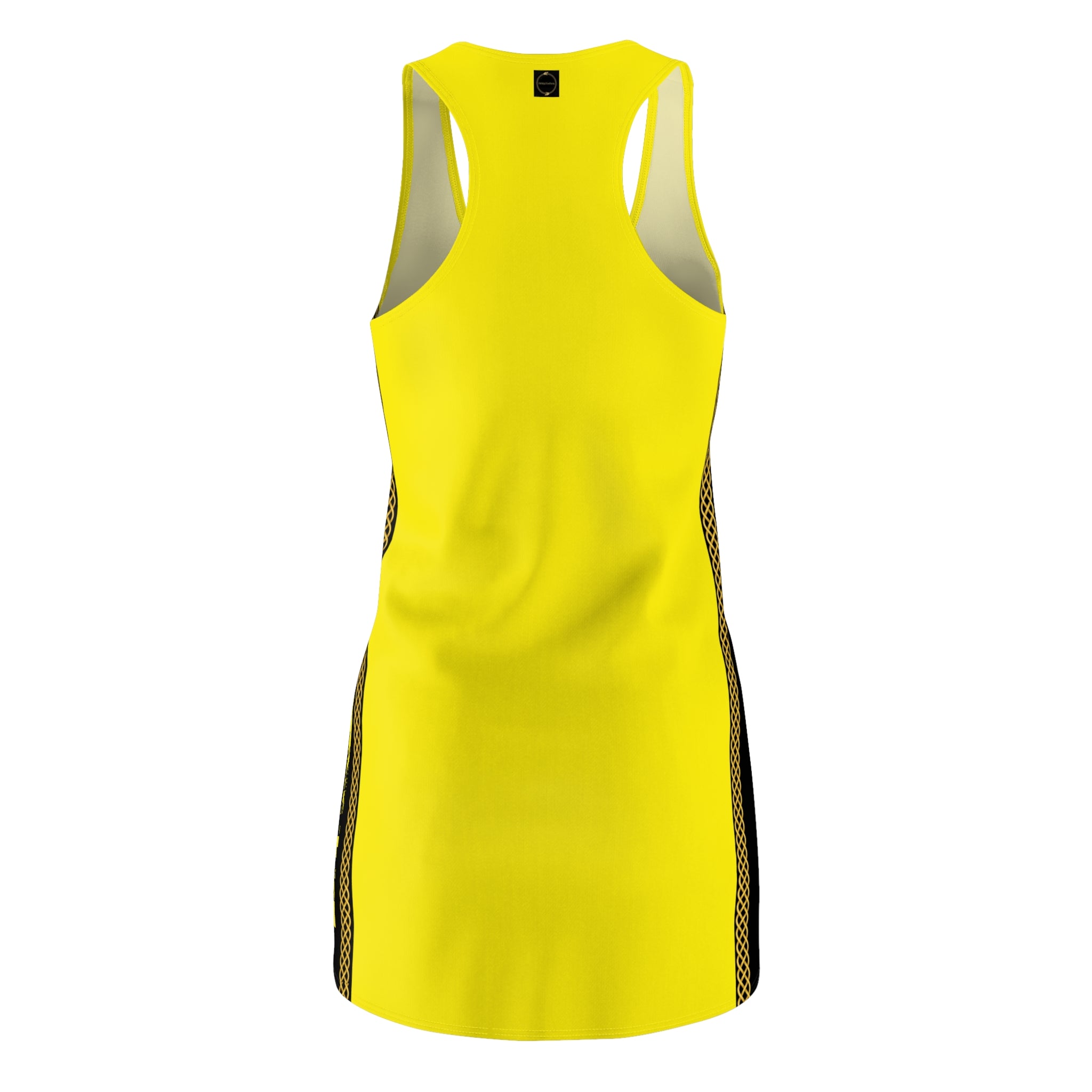 Fabled Fashion Yellow 'Kill Bill' inspired with Celtic Knot effect Women's Cut & Sew Racerback Dress (AOP)