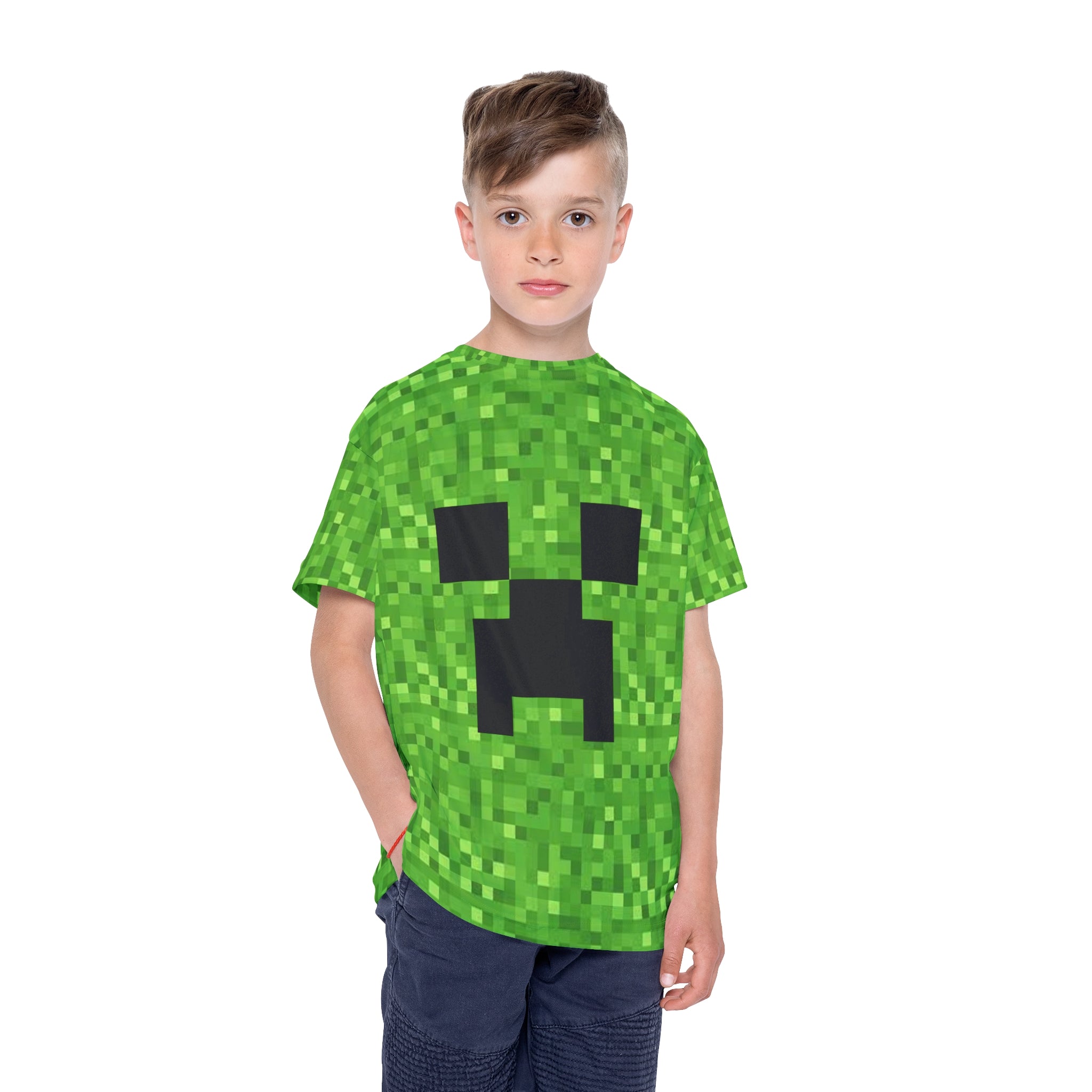 Minecraft Creeper inspired Kids Unisex Sports Jersey (AOP) perfect for Halloween