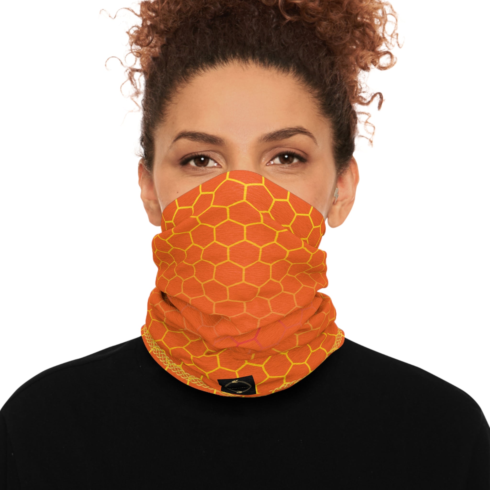 Fabled Fashion Orange Honeycomb Print Tube Scarf