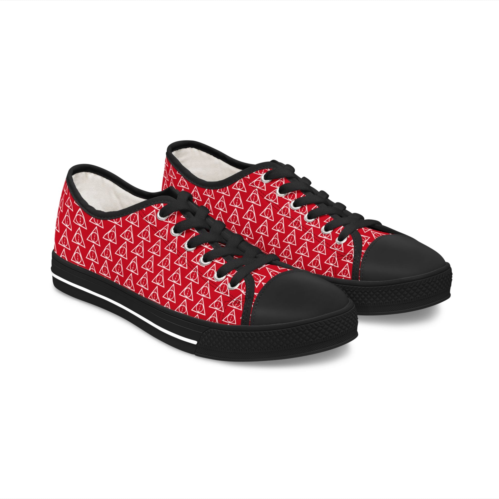 Harry Potter inspired Deathly Hallows Logo Women's Low Top Sneakers Red