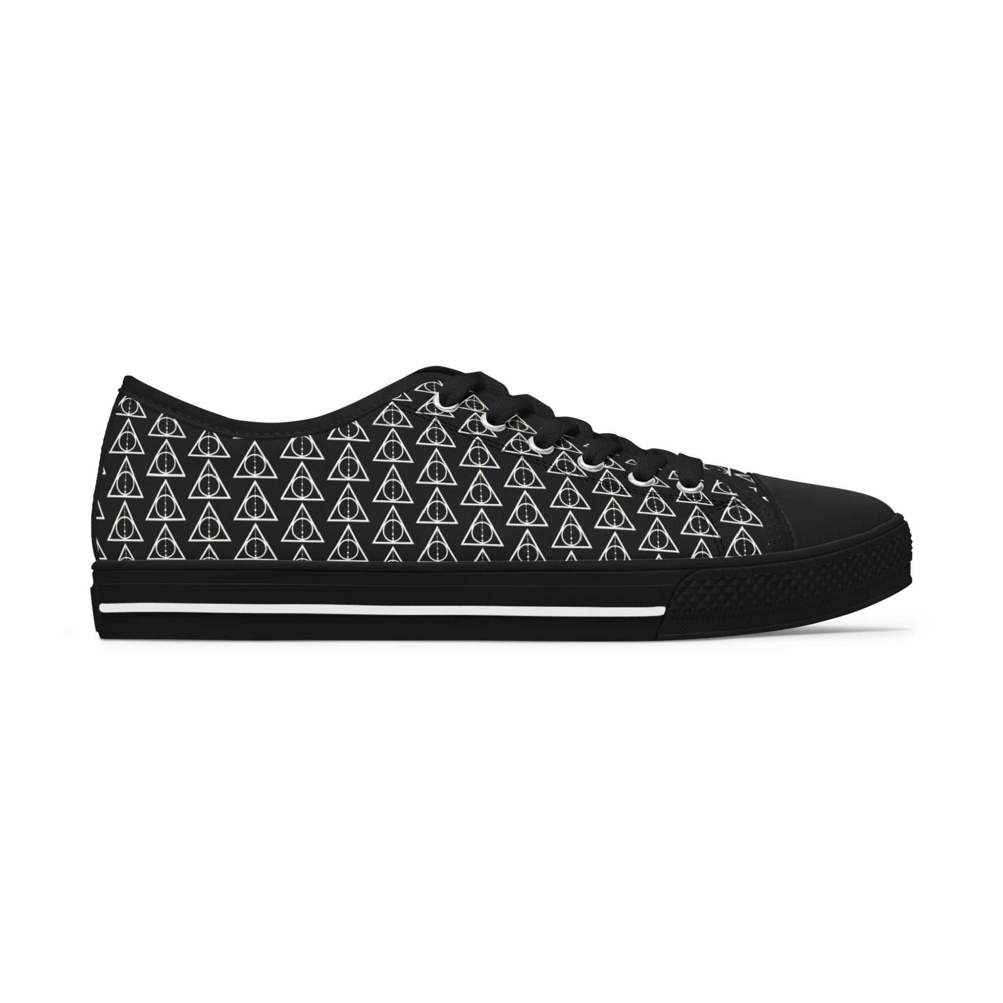 Harry Potter inspired Deathly Hallows Logo Women's Low Top Sneakers (Purple)