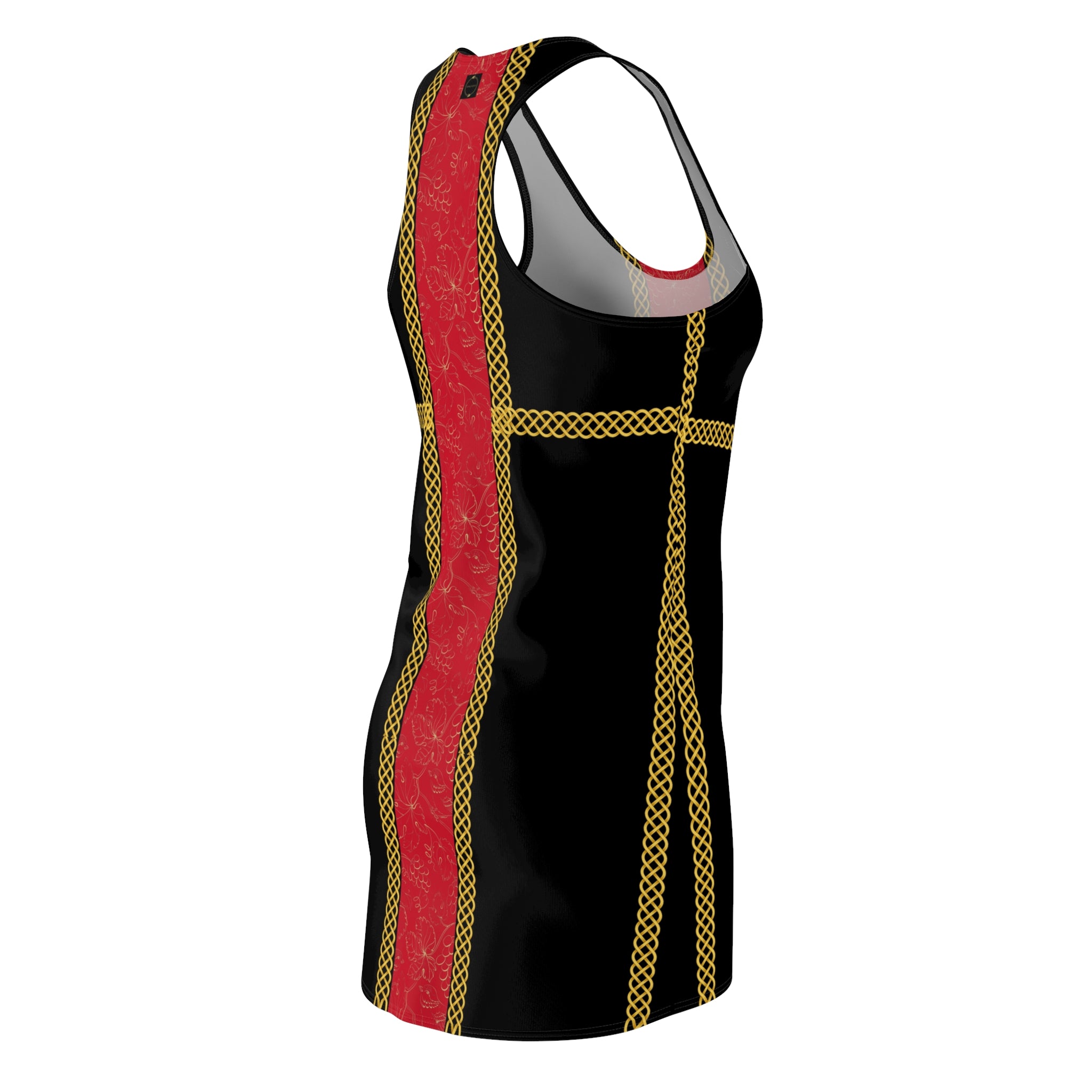 Fabled Fashion Red grape band with Celtic knot effect Black Women's Cut & Sew Racerback Dress (AOP)