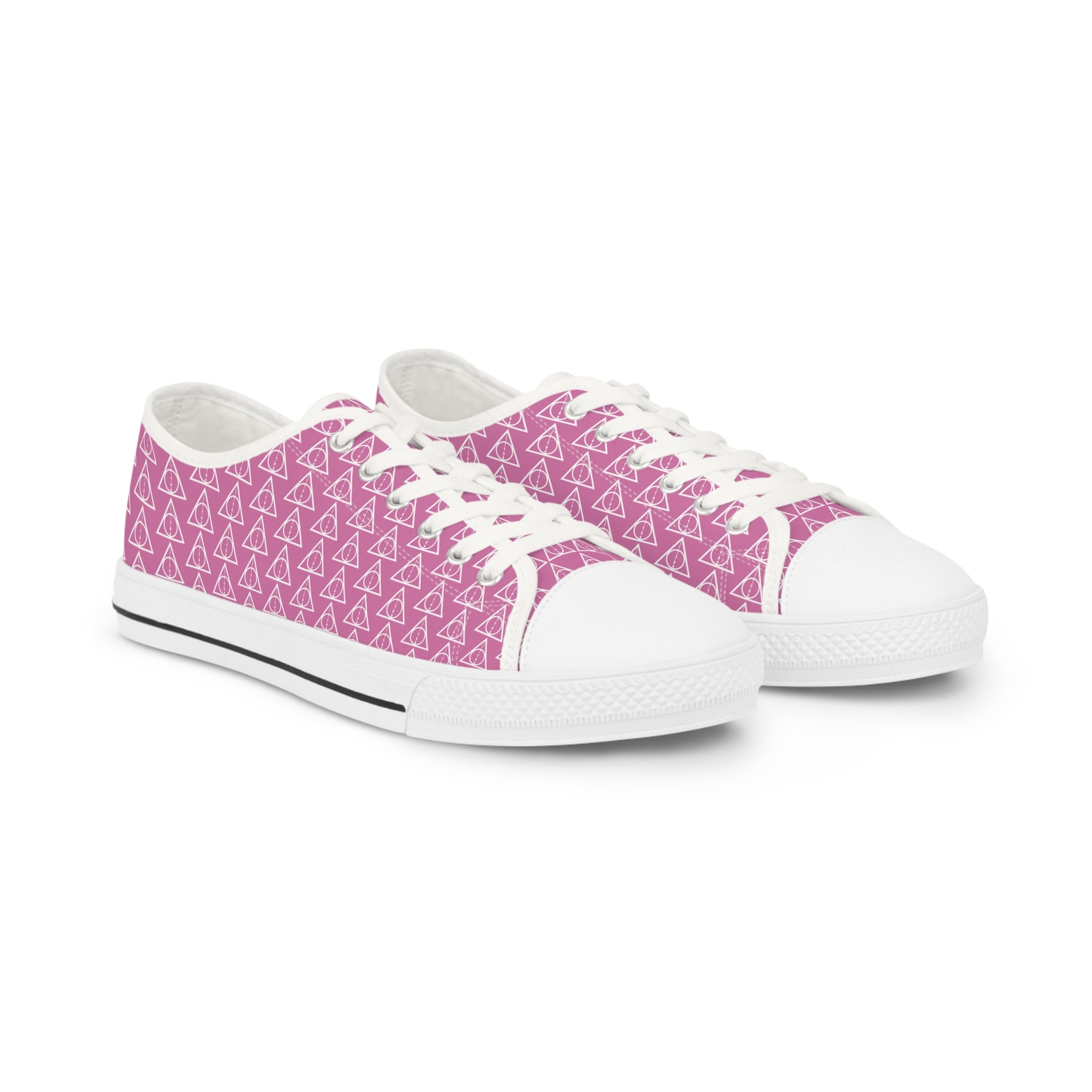 Harry Potter inspired Deathly Hallows logo Men's Low Top Sneakers Light Pink