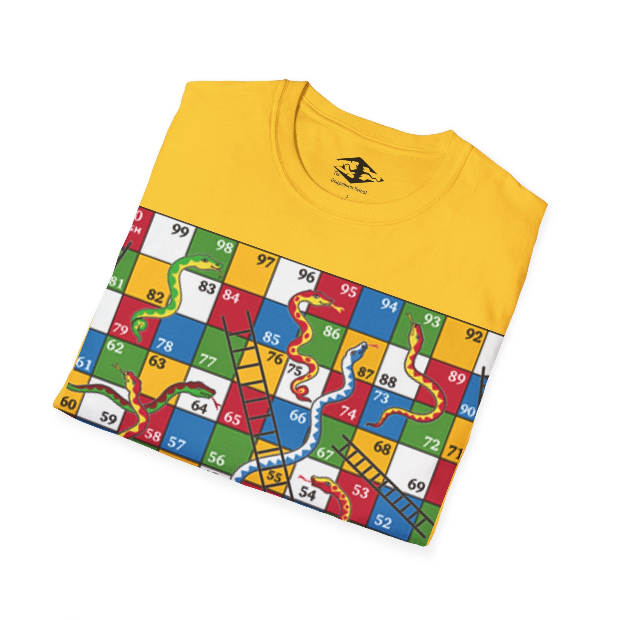 Travel Snakes and Ladders Board Unisex Softstyle T-Shirt (pieces not included)