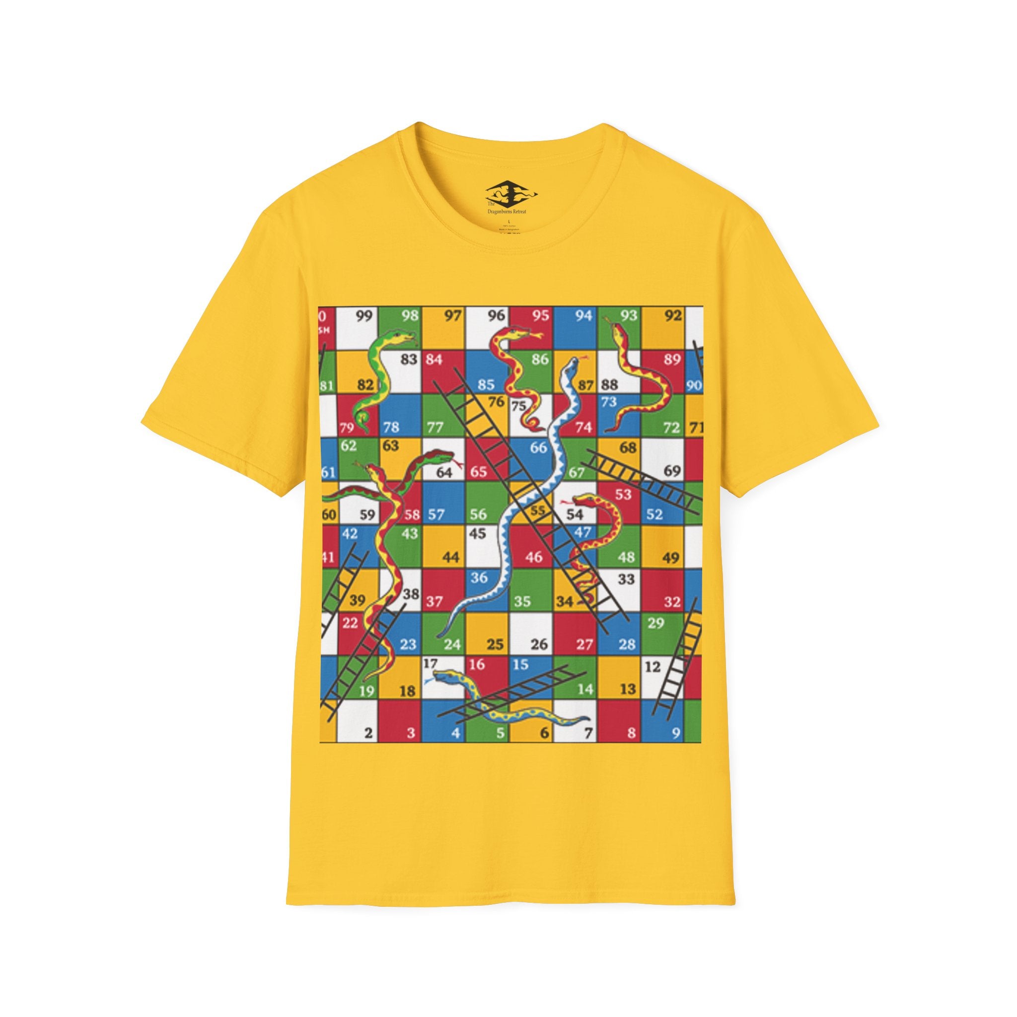 Travel Snakes and Ladders Board Unisex Softstyle T-Shirt (pieces not included)