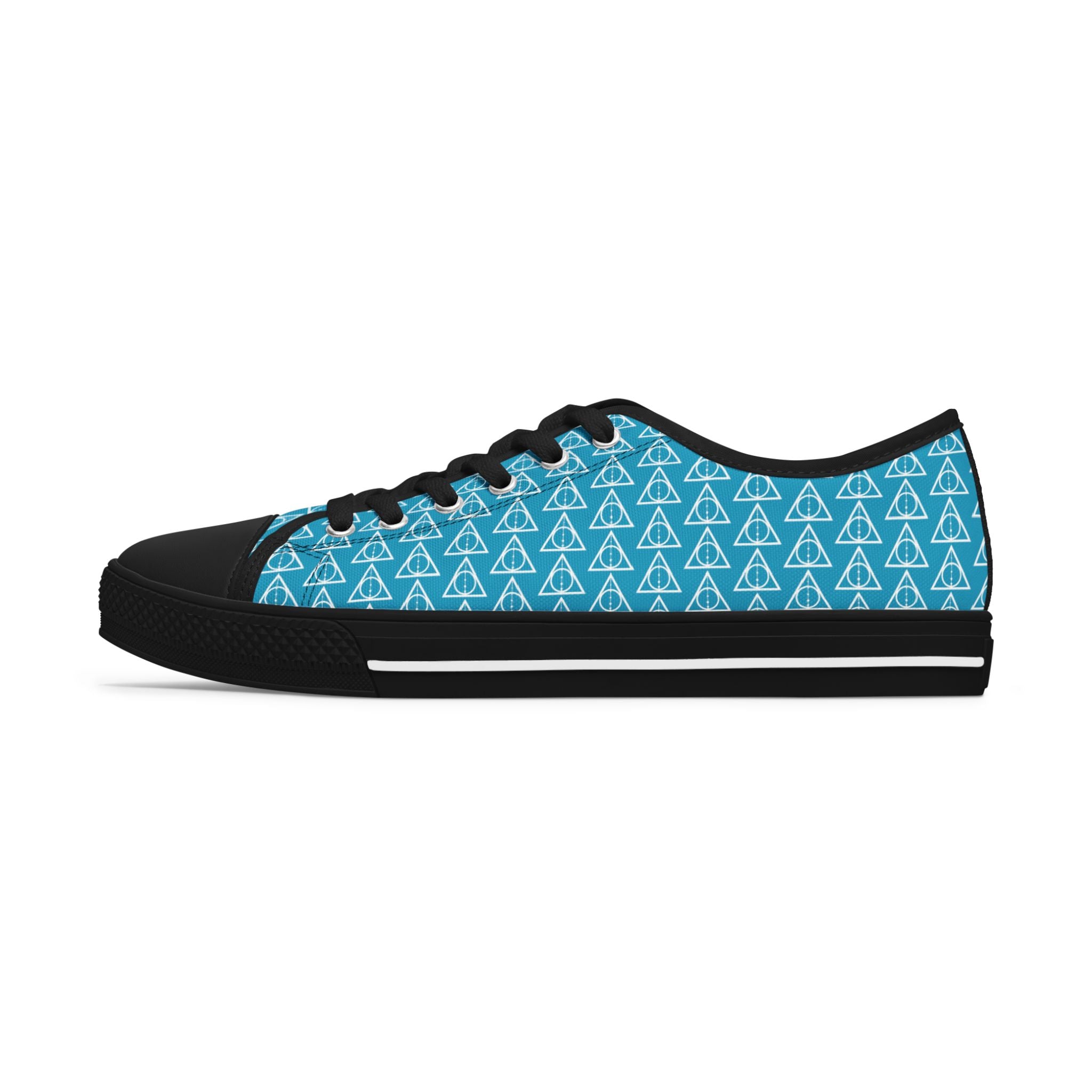 Harry Potter inspired Deathly Hallows Logo Women's Low Top Sneakers Turquoise Blue