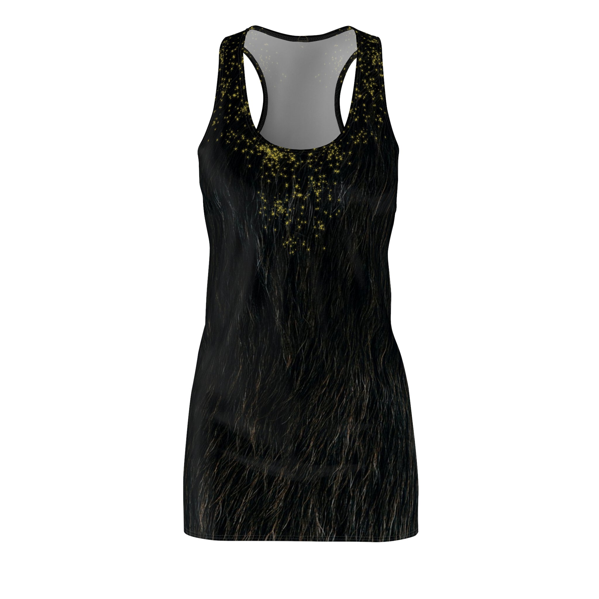 Fabled Fashion Niffler fur effect Women's Cut & Sew Racerback Dress (AOP)
