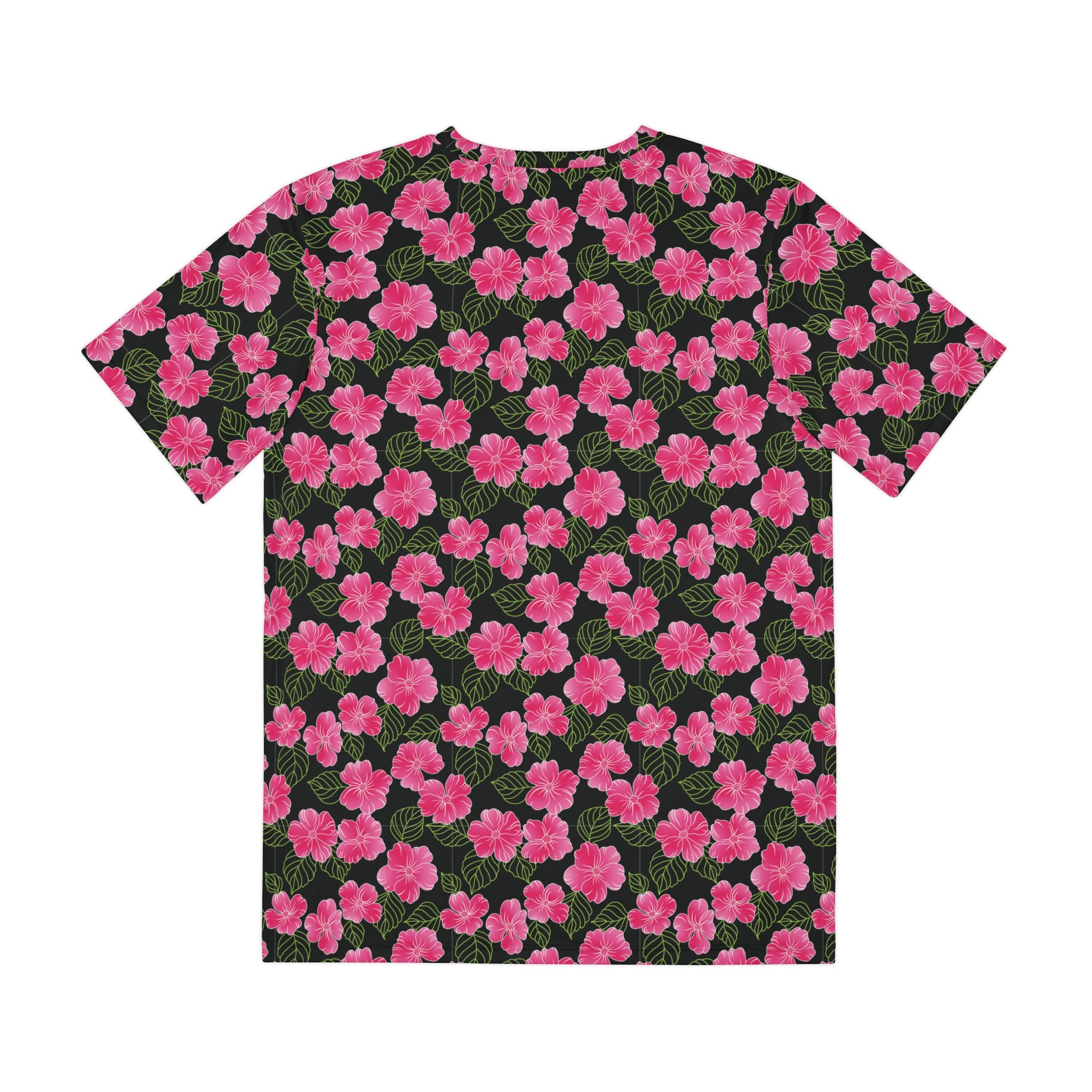 Fabled Fashion Flowerprint series black/pink Men's Polyester Tee (AOP)