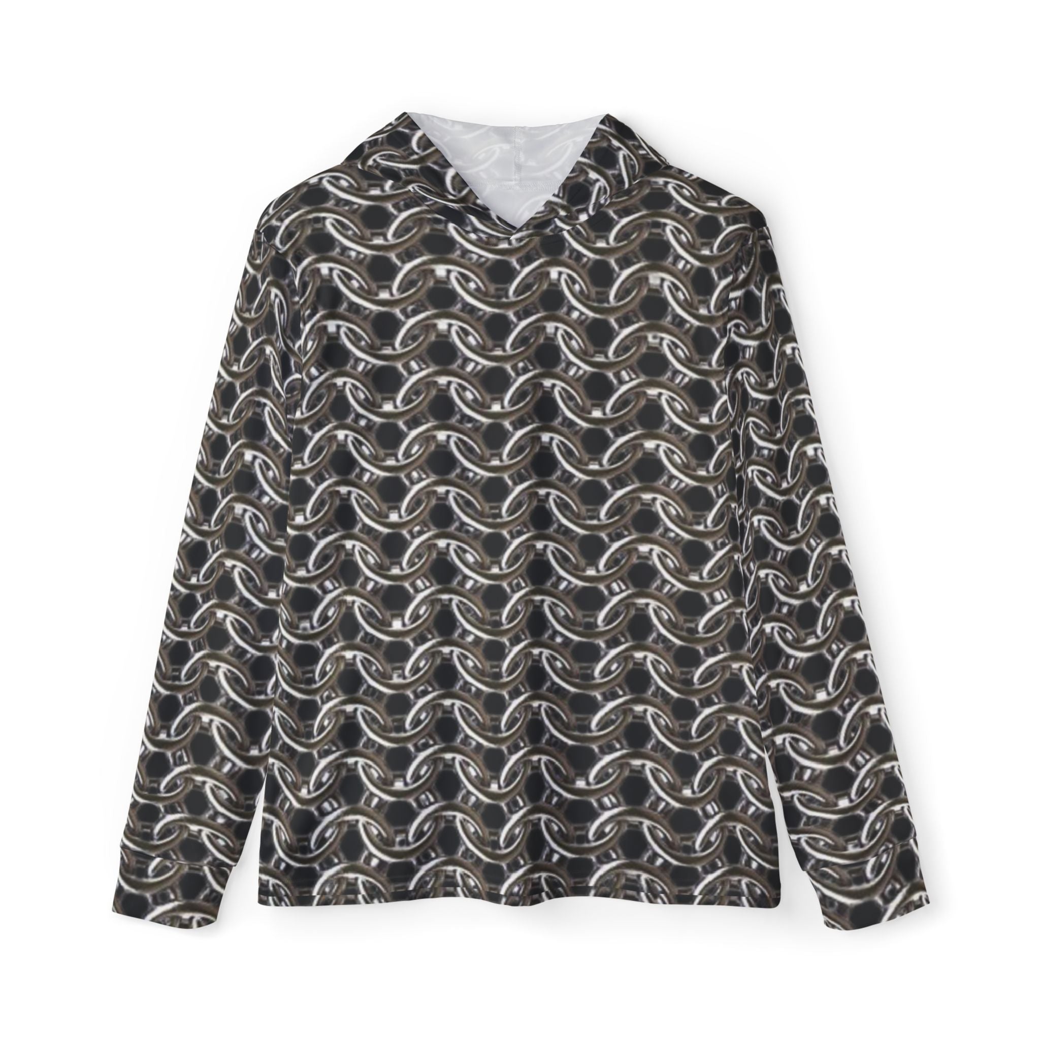 Chainmail Pattern Hoodie — Medieval Armor Print Men's Warmup Hoodie