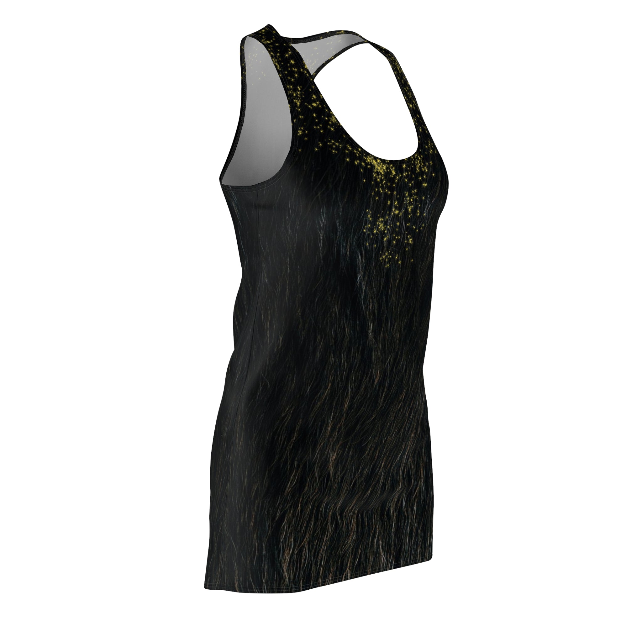Fabled Fashion Niffler fur effect Women's Cut & Sew Racerback Dress (AOP)