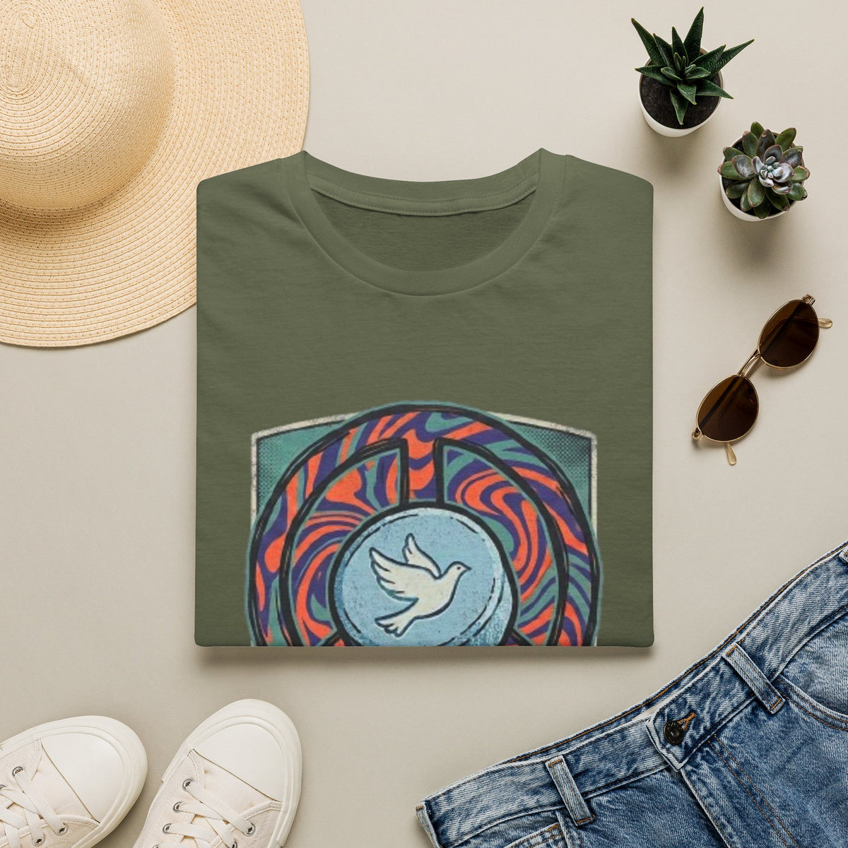 Retro Mandala Dove T-Shirt — 90s Raver Peace Tee