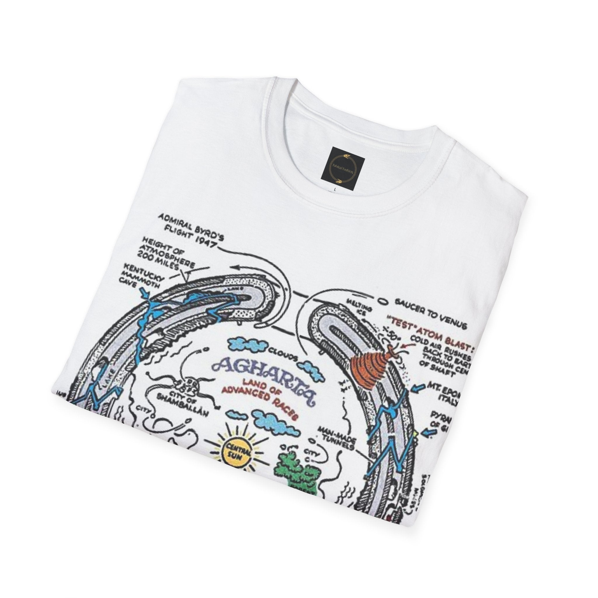 Fabled Fashion Agharta map Hollow Earth Unisex Softstyle T-Shirt