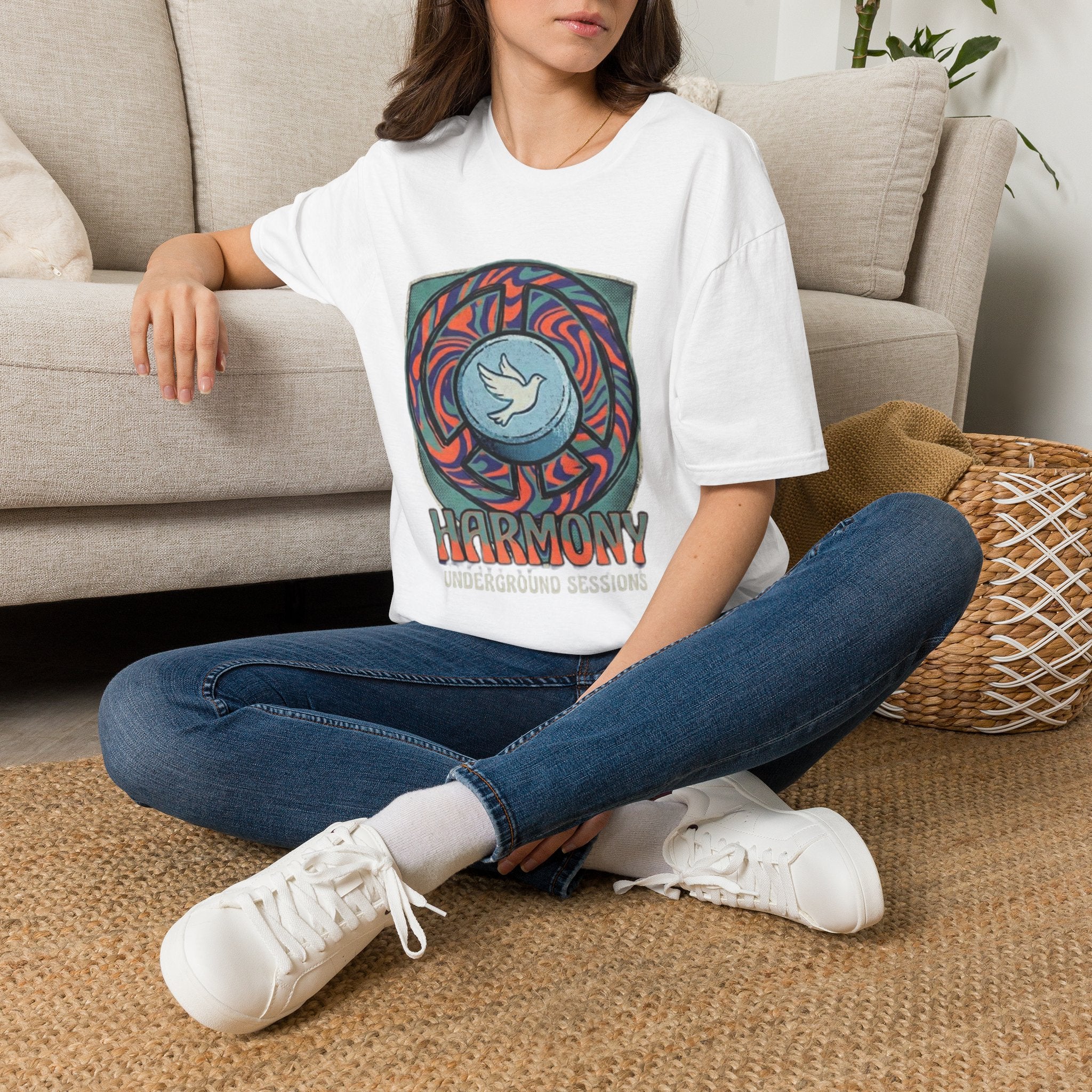 Retro Mandala Dove T-Shirt — 90s Raver Peace Tee