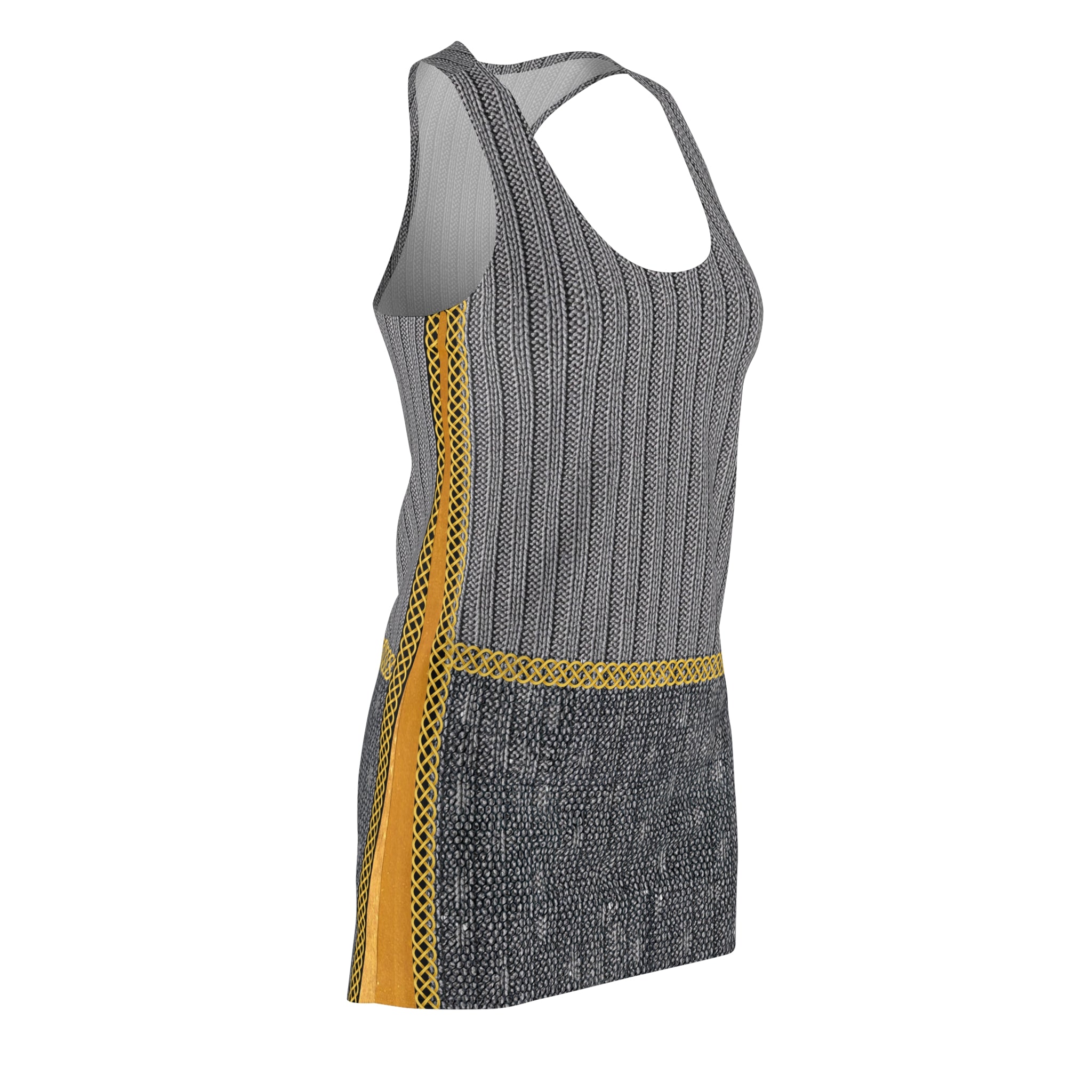 Fabled Fashion Knit and lace with gold Celtic knot effect  Women's Cut & Sew Racerback Dress (AOP)