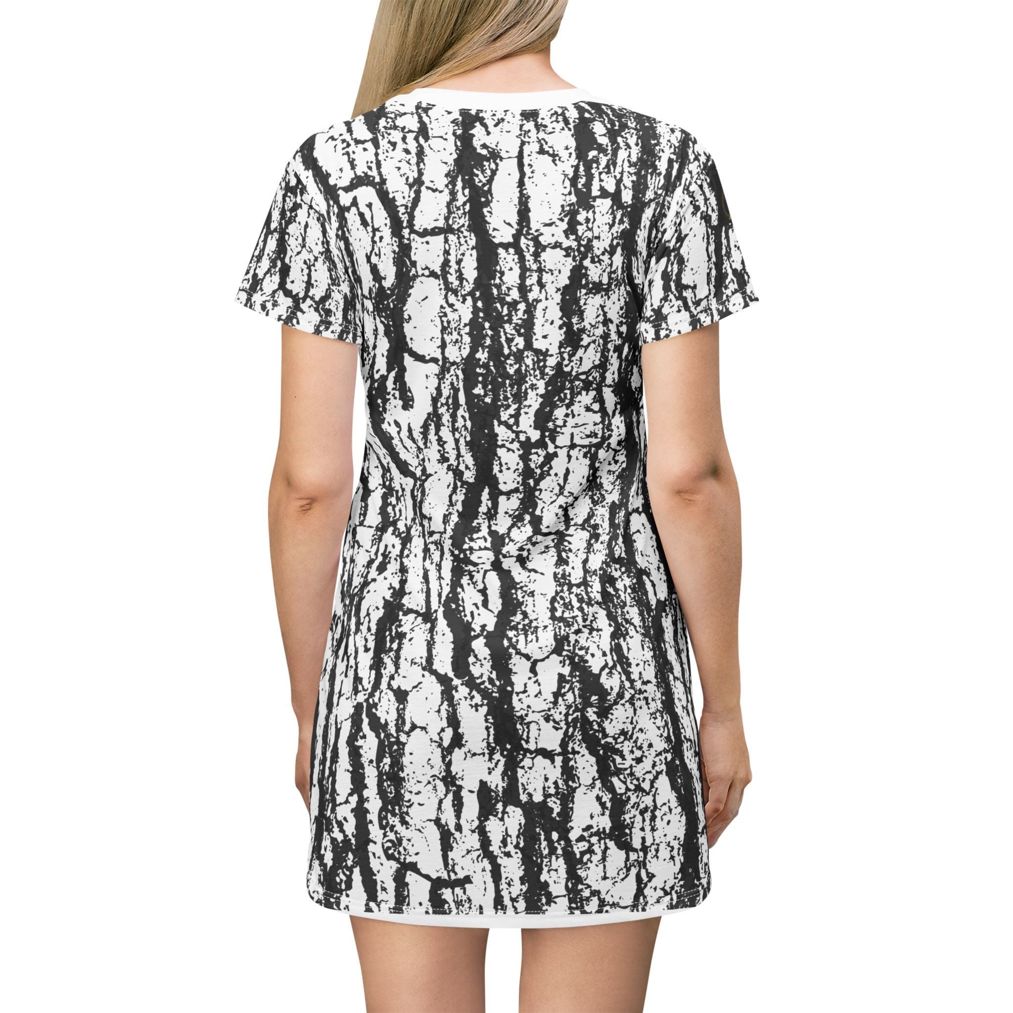 Fabled Fashion White Bark All Over Print Spring/Summer T-Shirt Dress