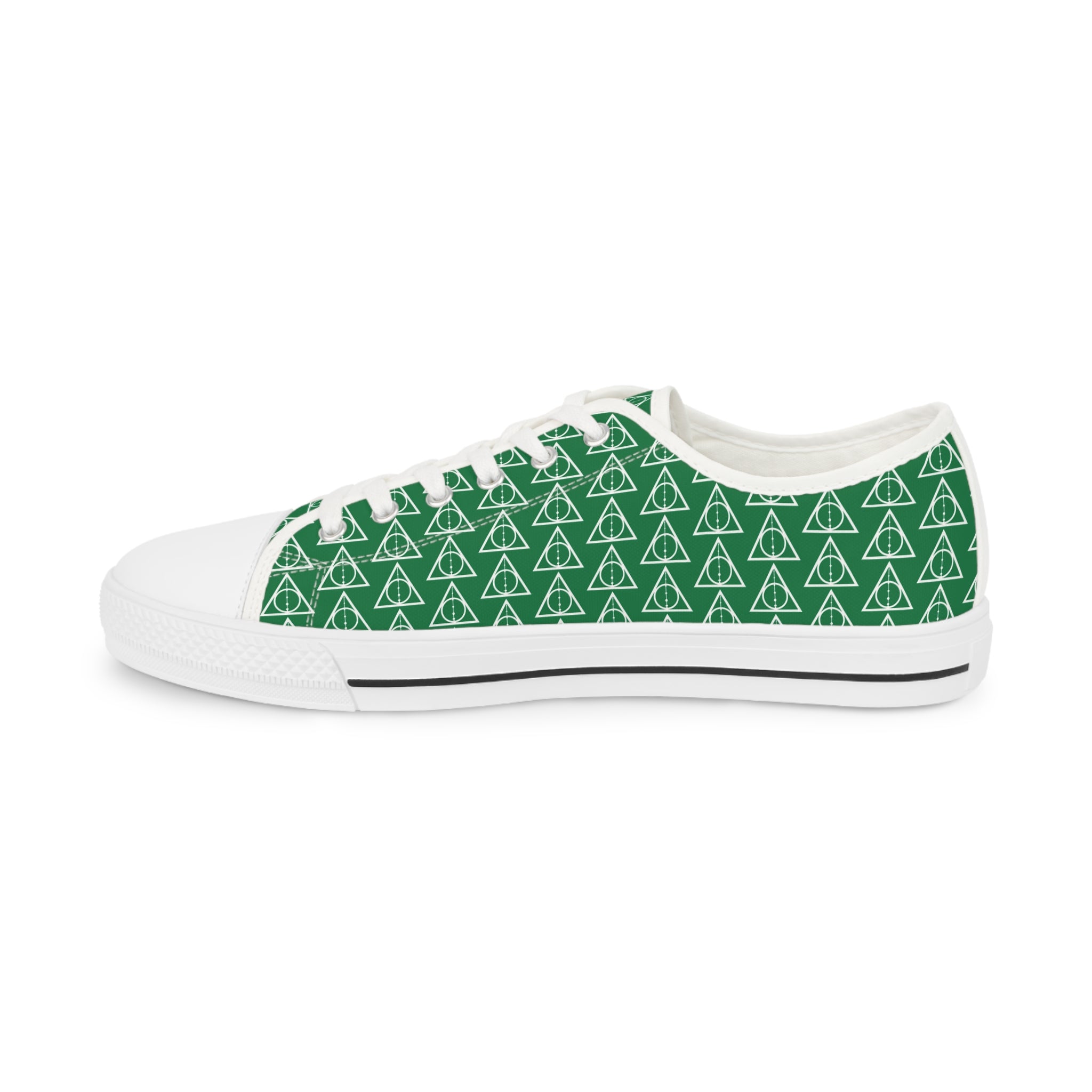 Harry Potter inspired Deathly Hallows logo Men's Low Top Sneakers Green