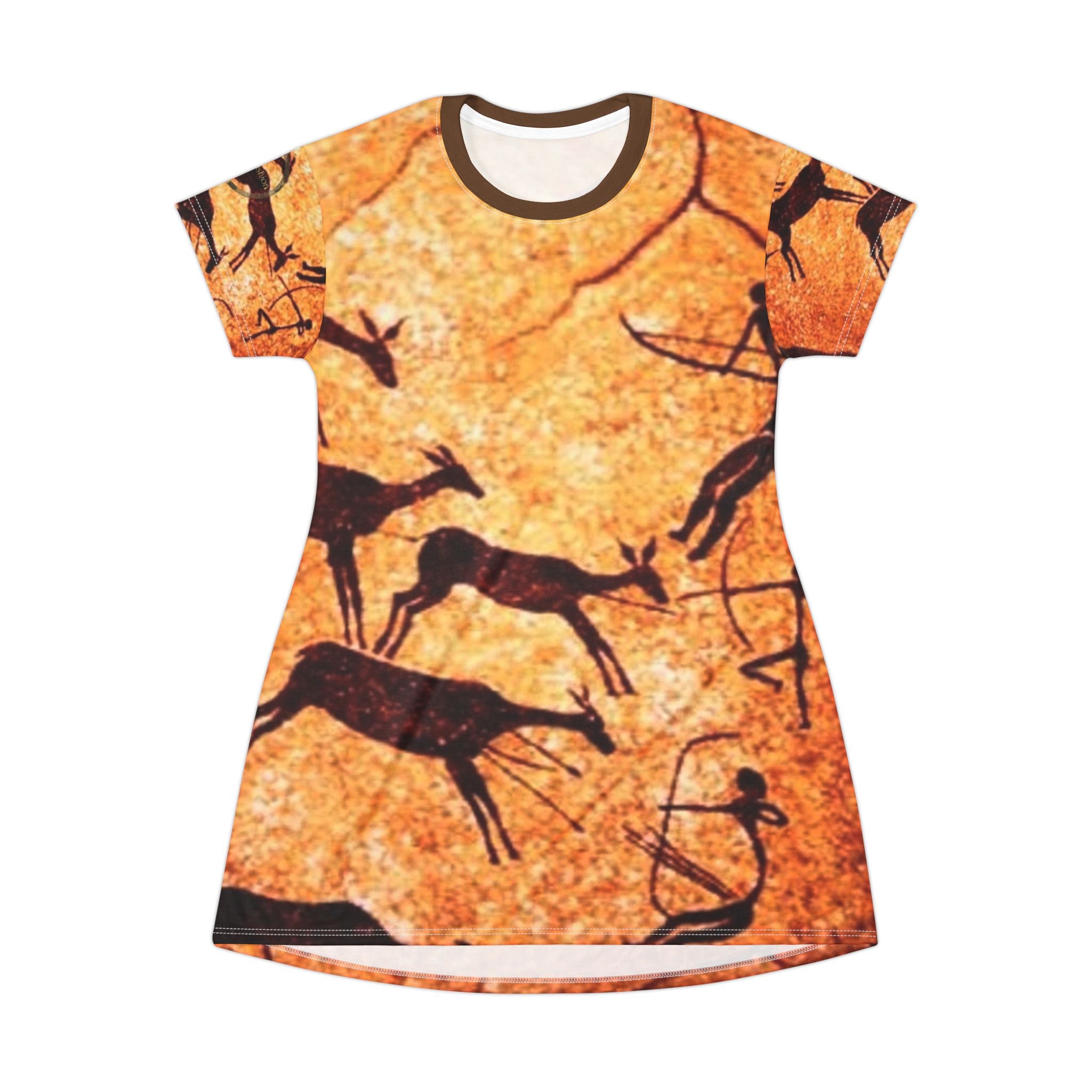 Fabled Fashion Prehistoric Cave Painting All Over Print Spring/Summer T-Shirt Dress