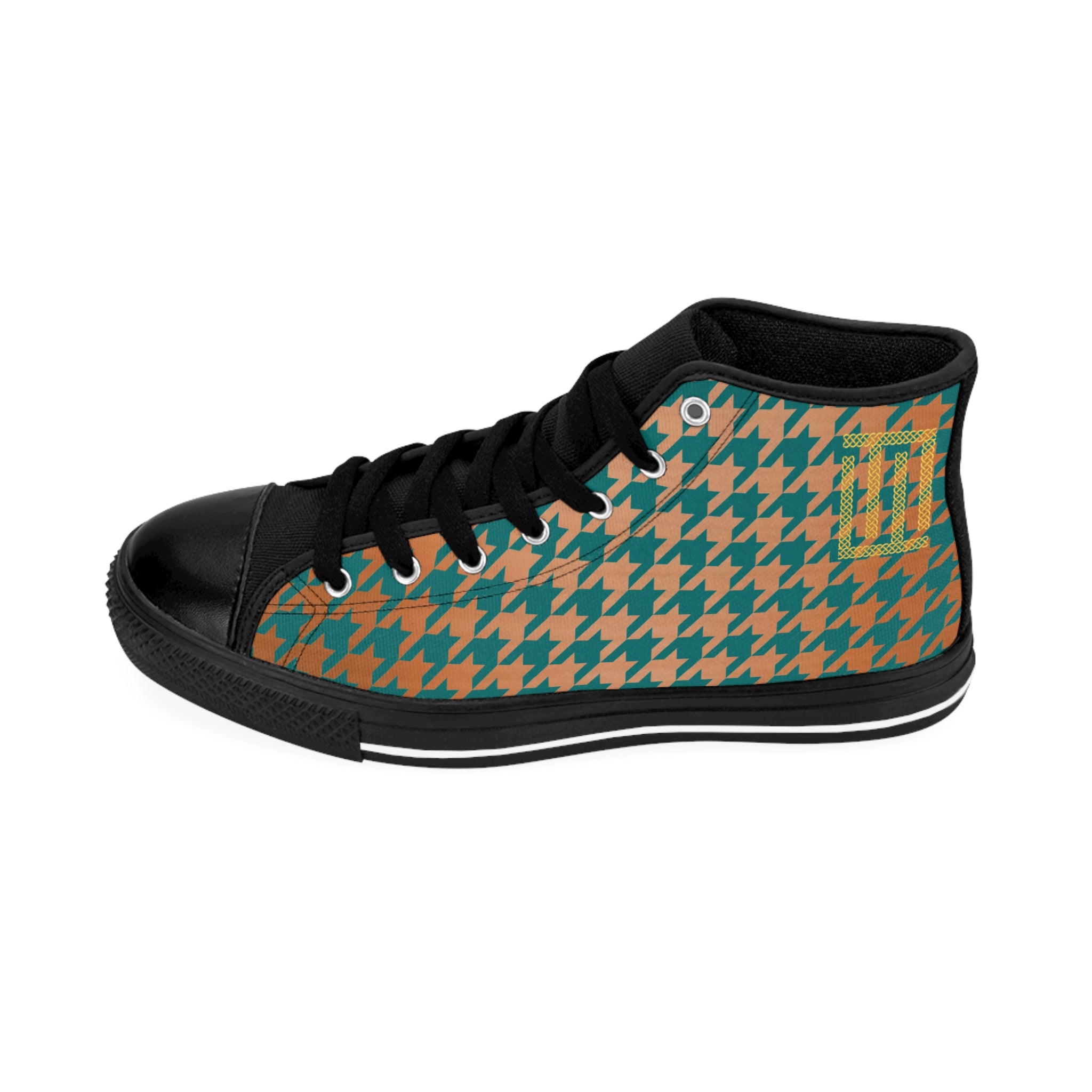 Fabled Fashion Copper and Verdigris houndstooth Women's Classic Sneakers