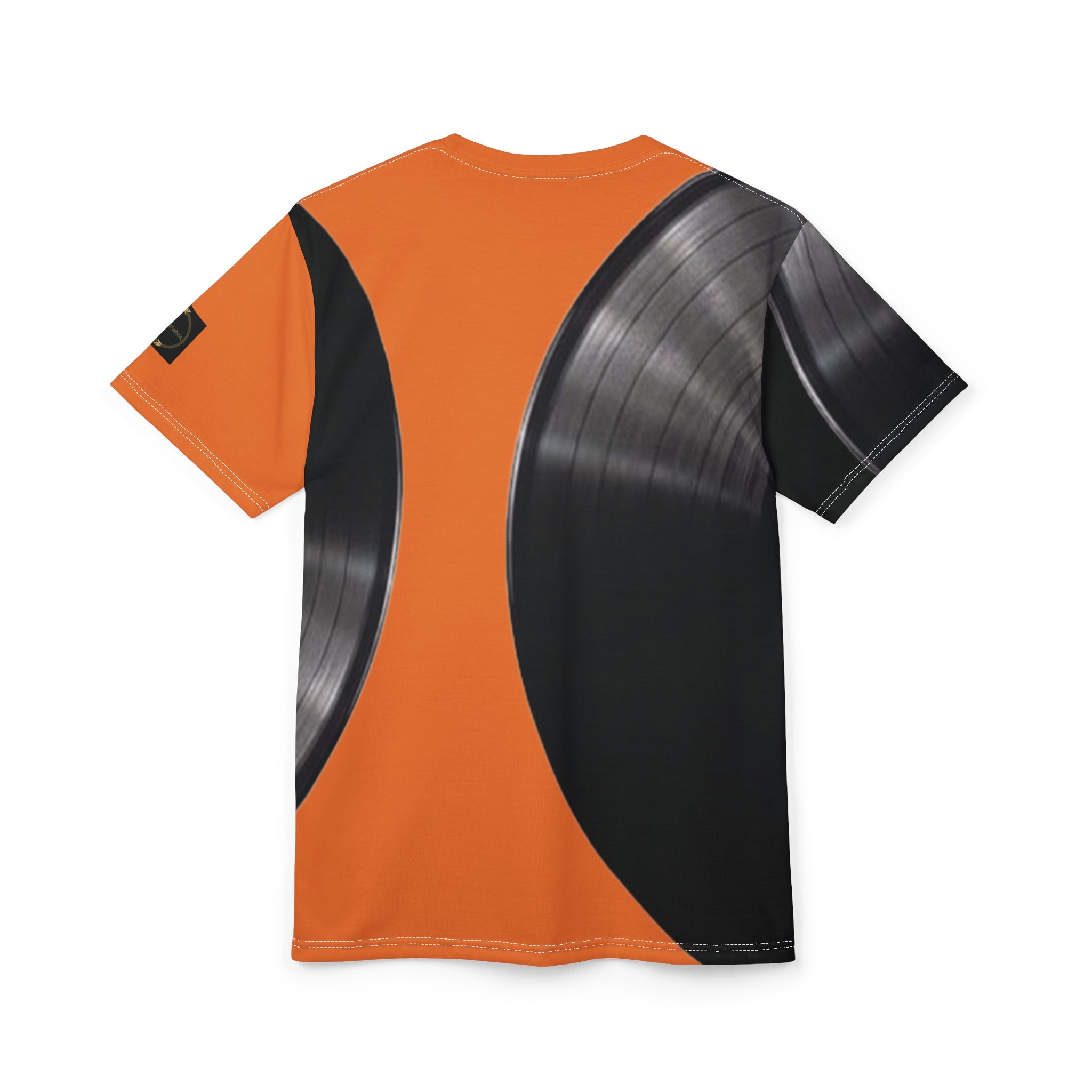 Fabled Fashion Vinyl Record design Unisex Cut & Sew Tee (AOP) Orange