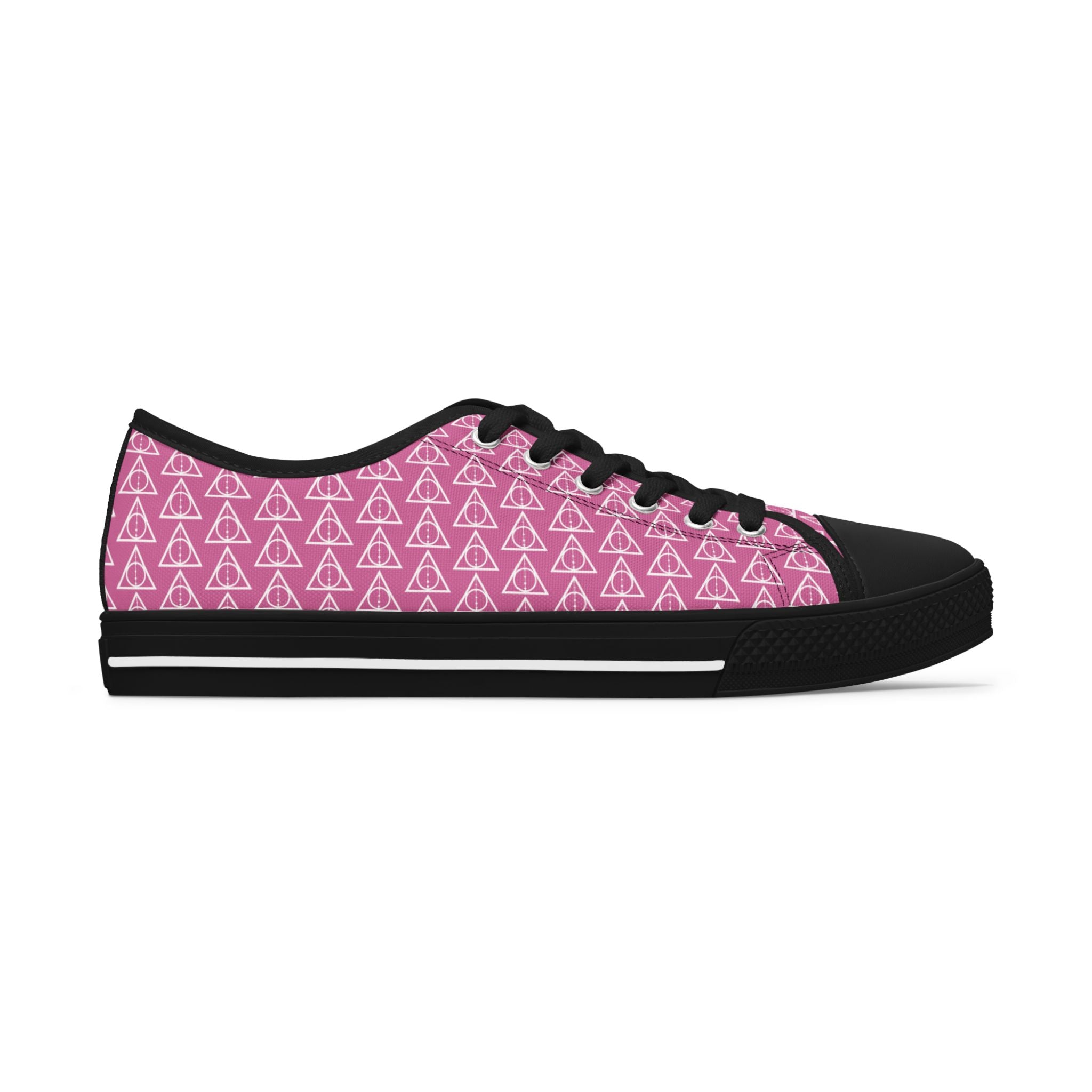 Harry Potter inspired Deathly Hallows Logo Women's Low Top Sneakers Light Pink
