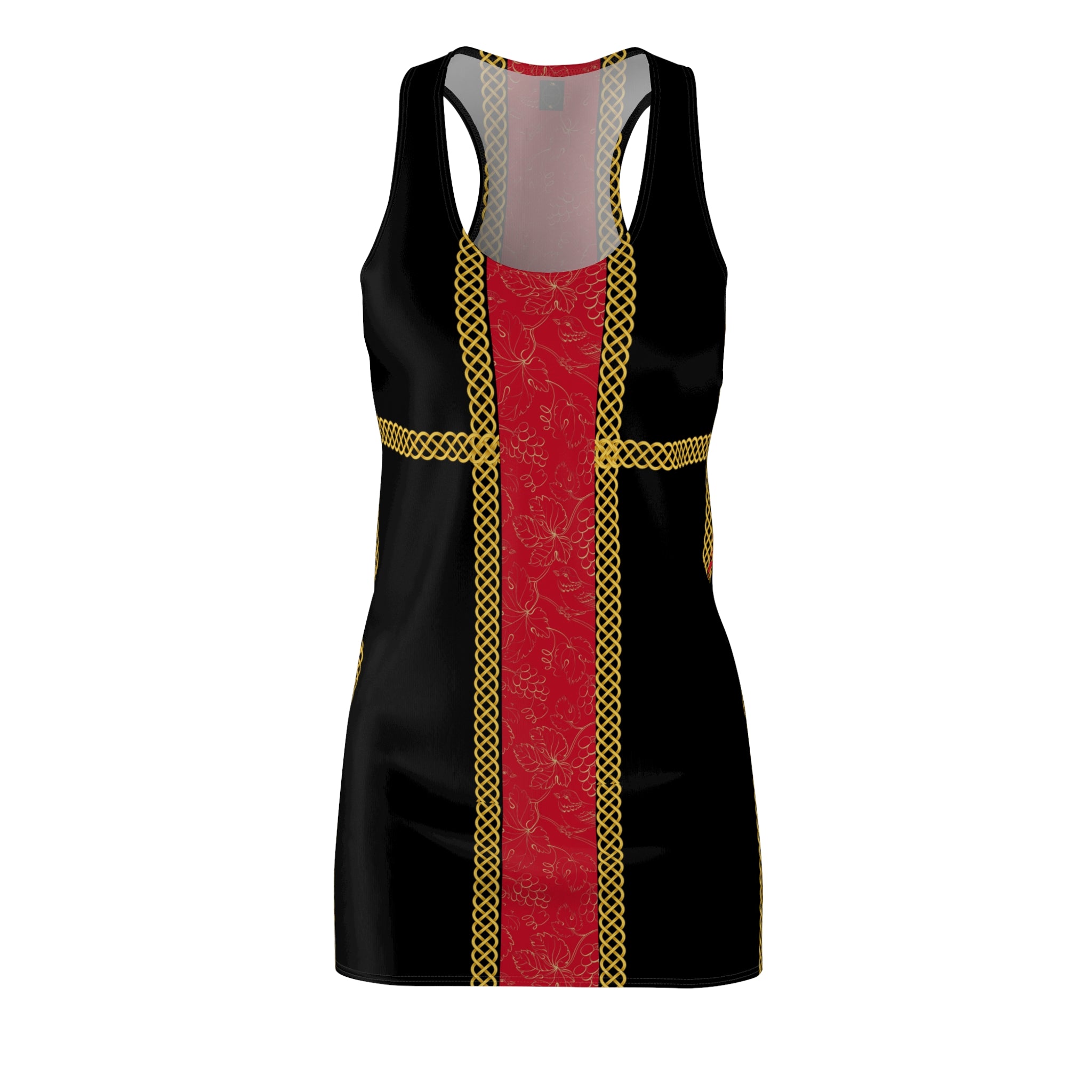 Fabled Fashion Red grape band with Celtic knot effect Black Women's Cut & Sew Racerback Dress (AOP)