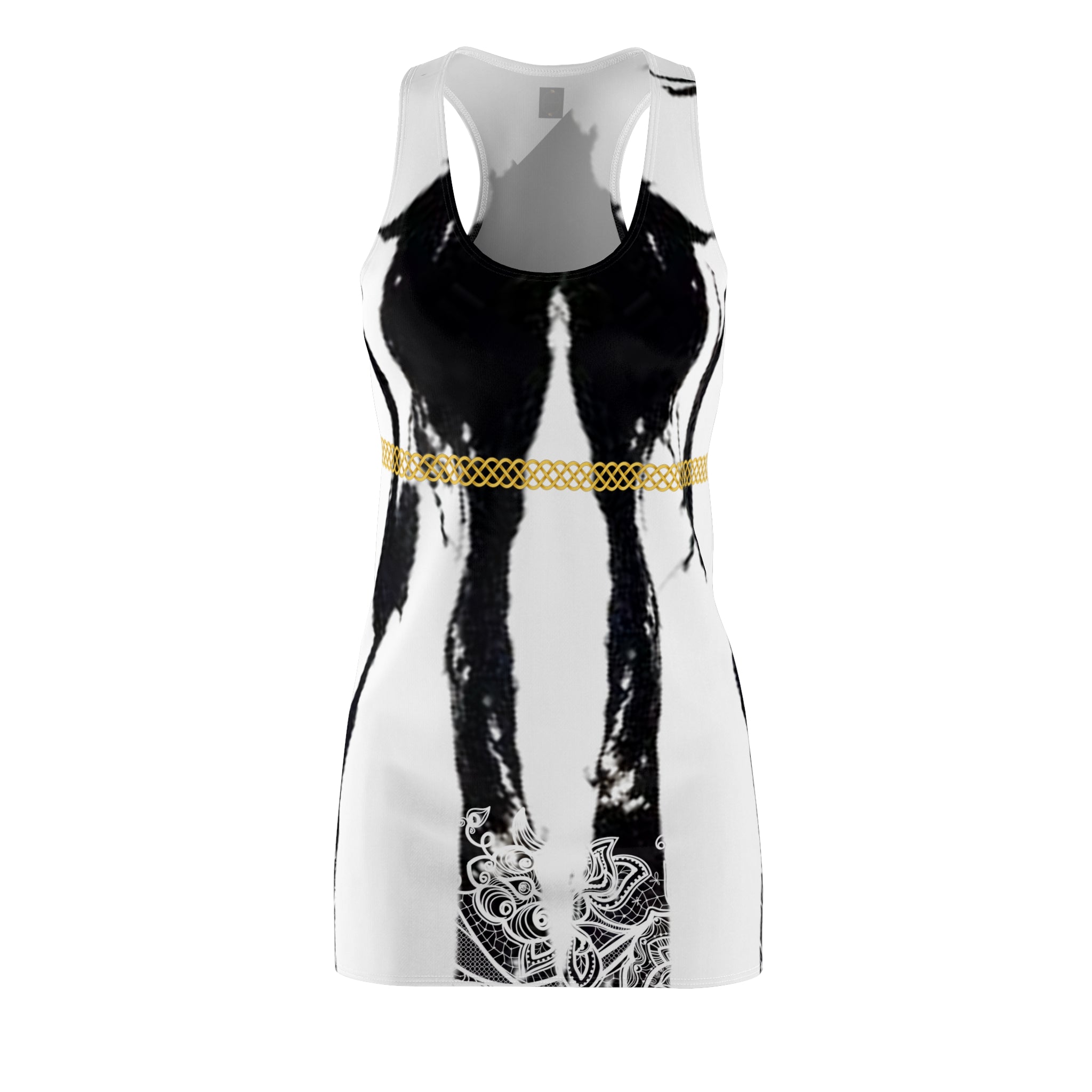 Fabled Fashion Carrara Marble mirror effect with Celtic Knot Women's Cut & Sew Racerback Dress (AOP)