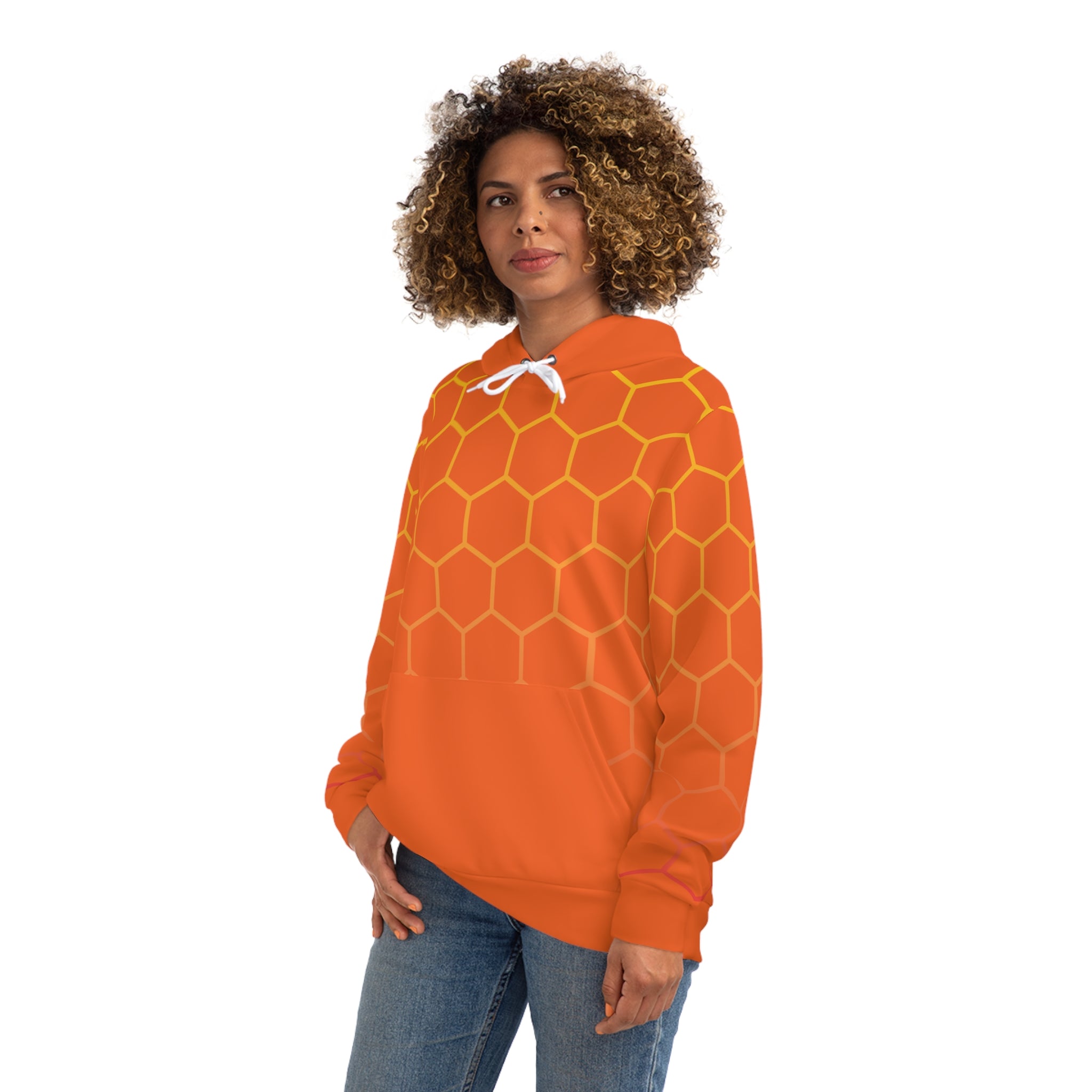Orange Honeycomb Fashion Hoodie from Fabled Fashion