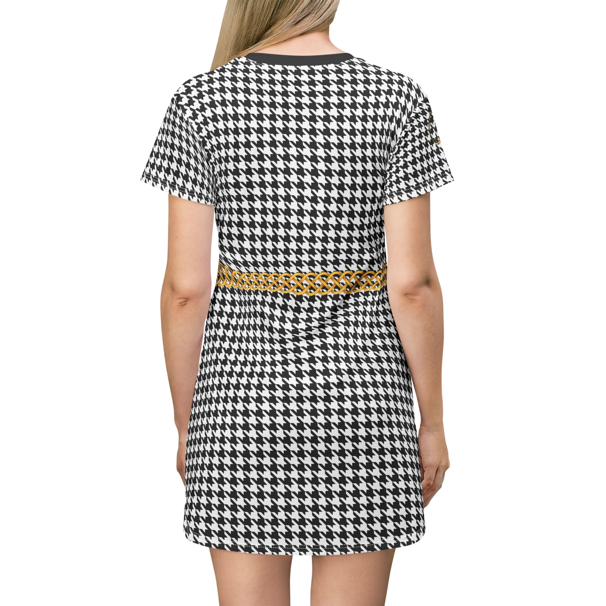 Fabled Fashion Celtic Knot Houndstooth pattern All Over Print Spring/Summer T-Shirt Dress