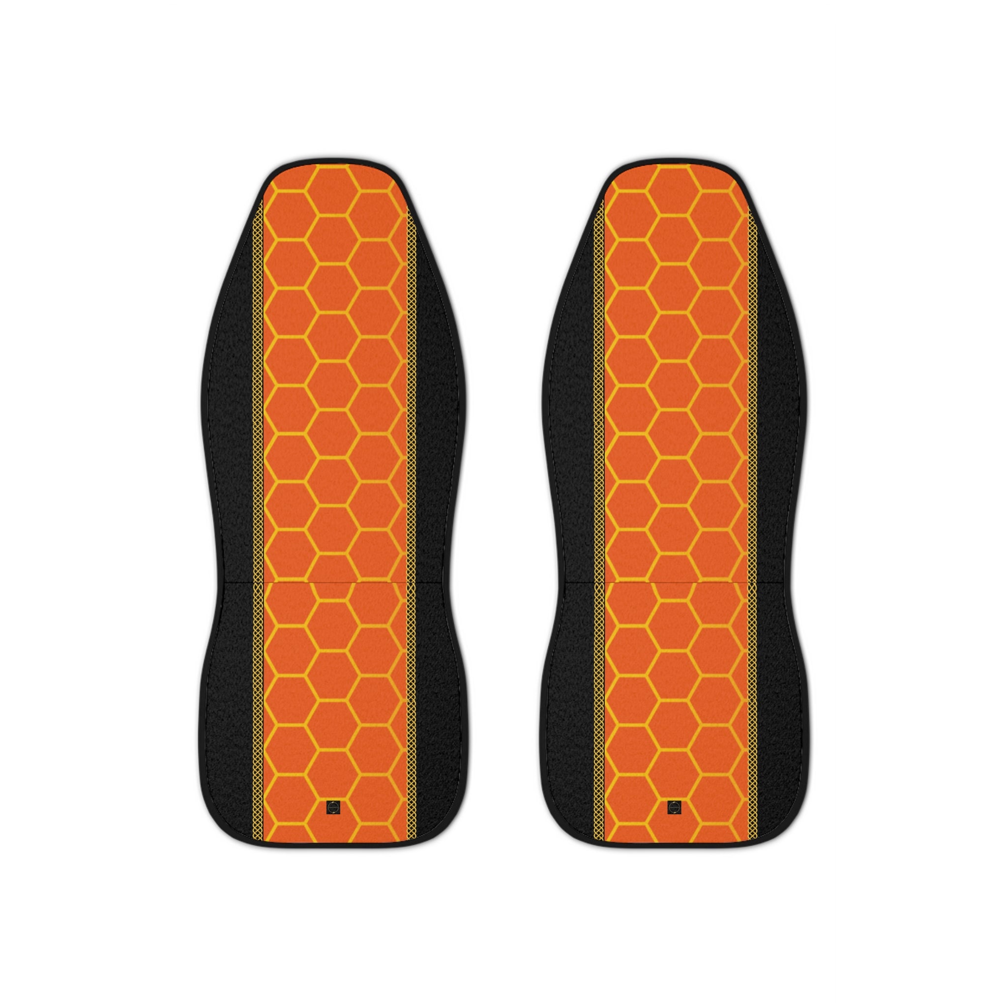 Fabled Fashion Orange honeycomb print Celtic knot design Car Seat Covers
