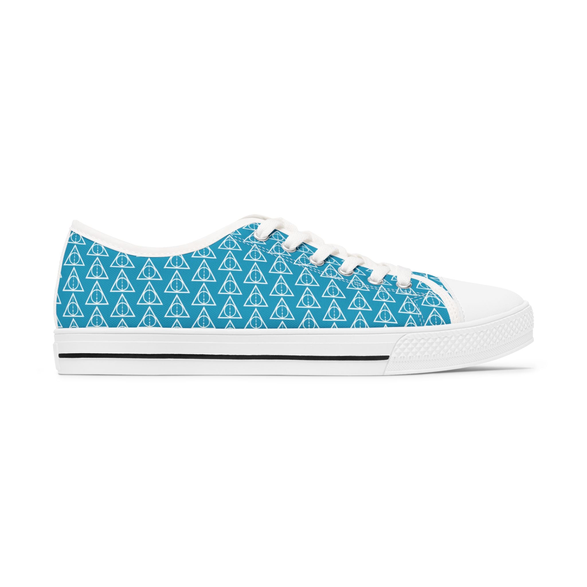 Harry Potter inspired Deathly Hallows Logo Women's Low Top Sneakers Turquoise Blue