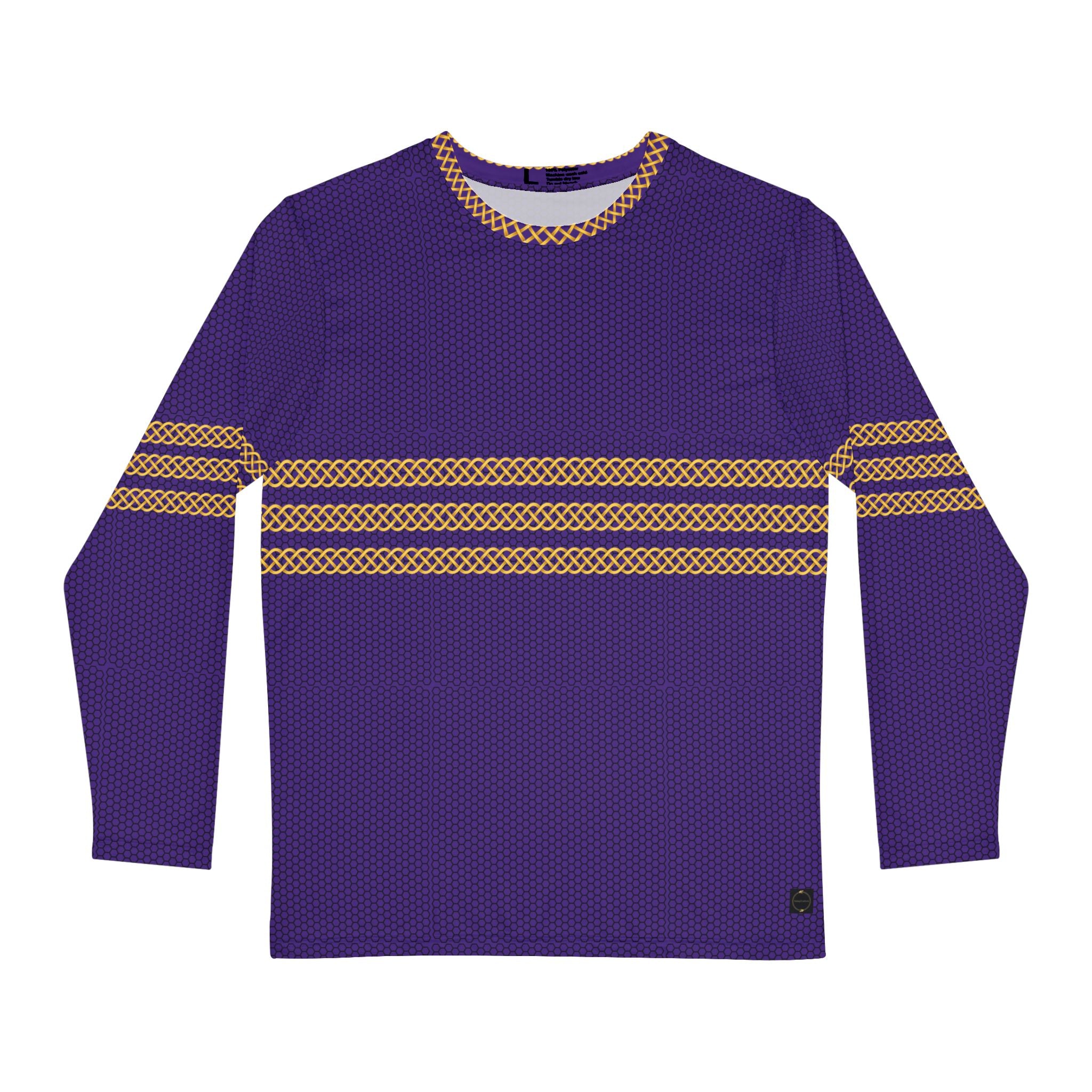 Fabled Fashion Men's Long Sleeve Triple Celtic chain effect AOP Shirt Purple