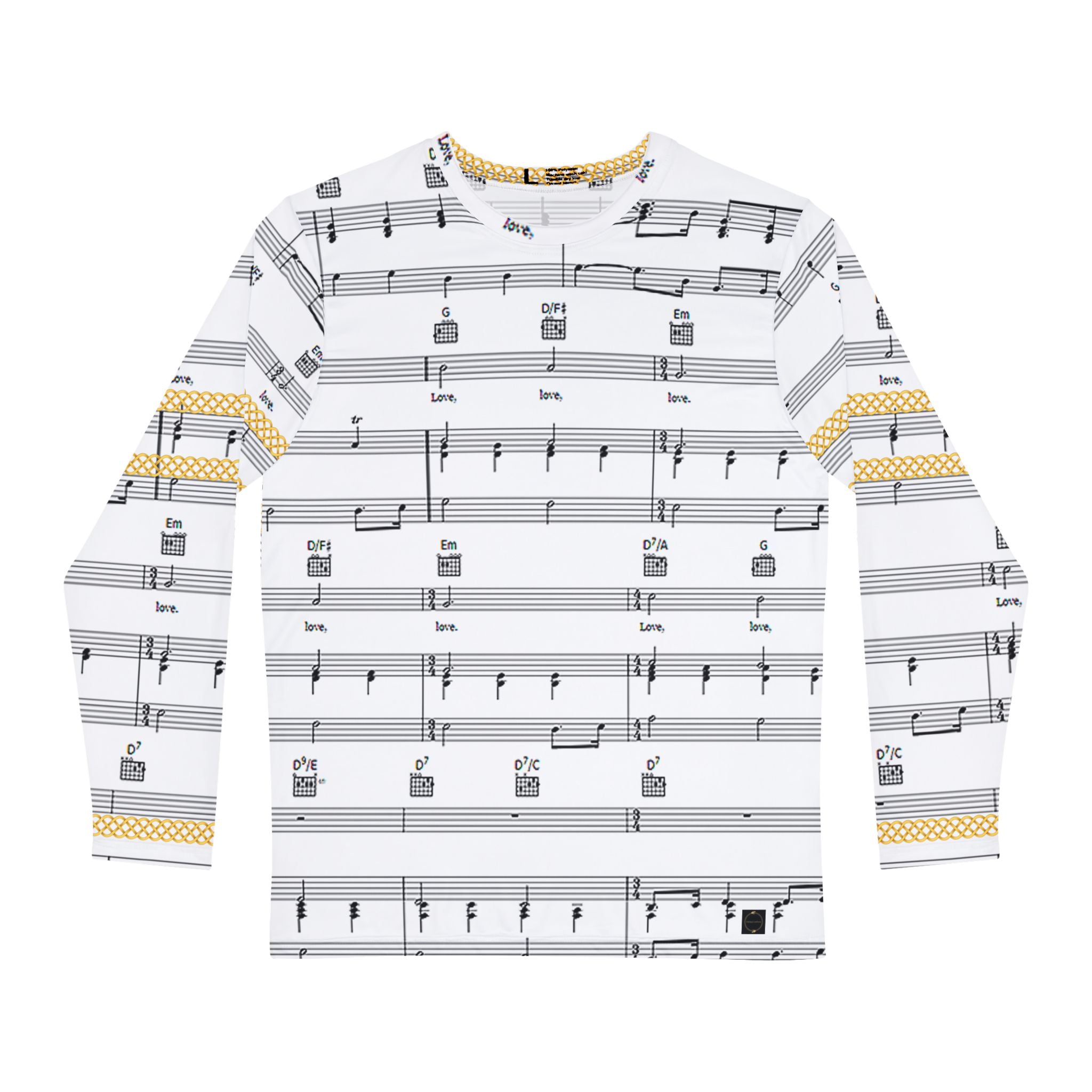 Fabled Fashion Men's Long Sleeve Musical stave / All you need is love Celtic chain effect AOP Shirt