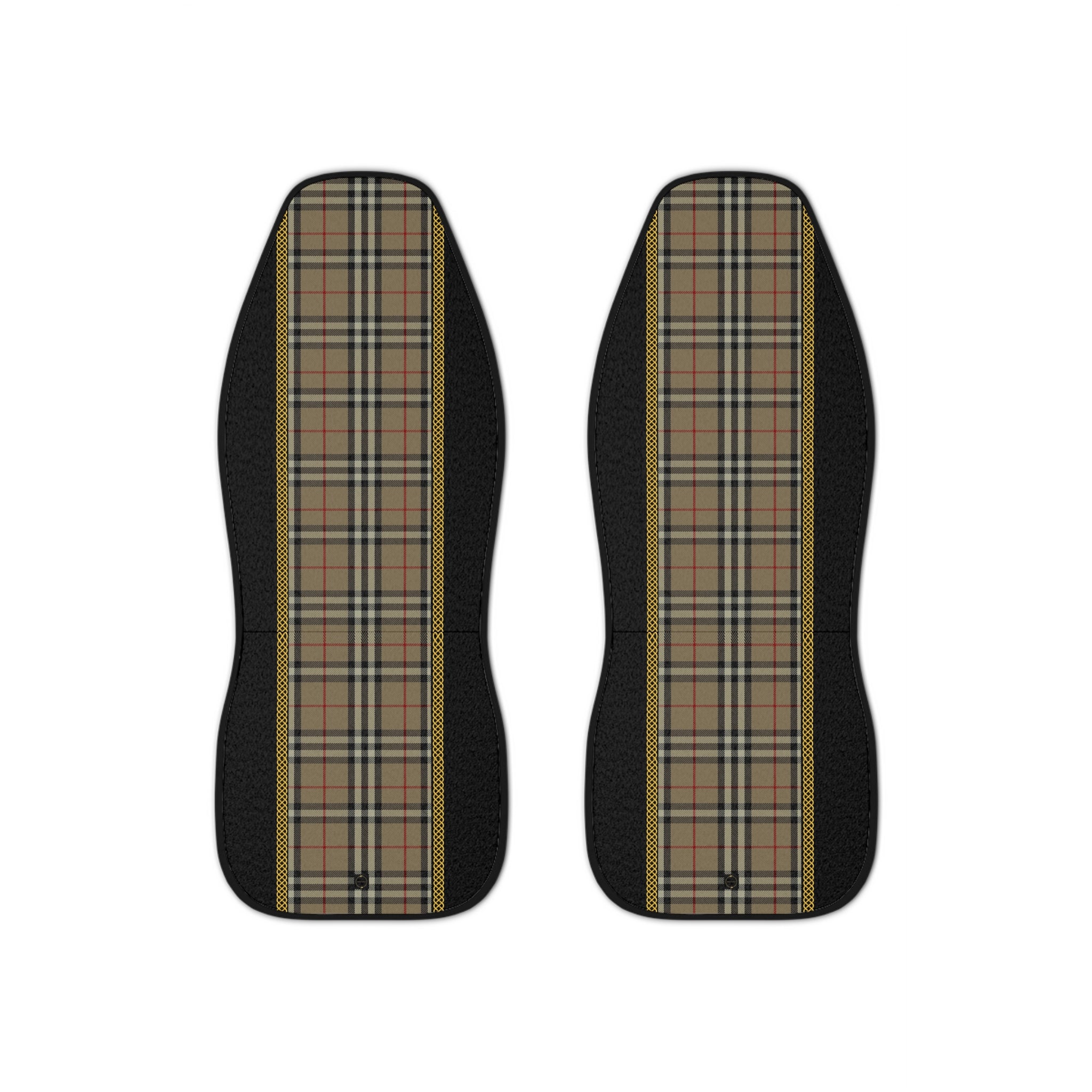 Fabled Fashion Beige Plaid print Celtic knot design Car Seat Covers