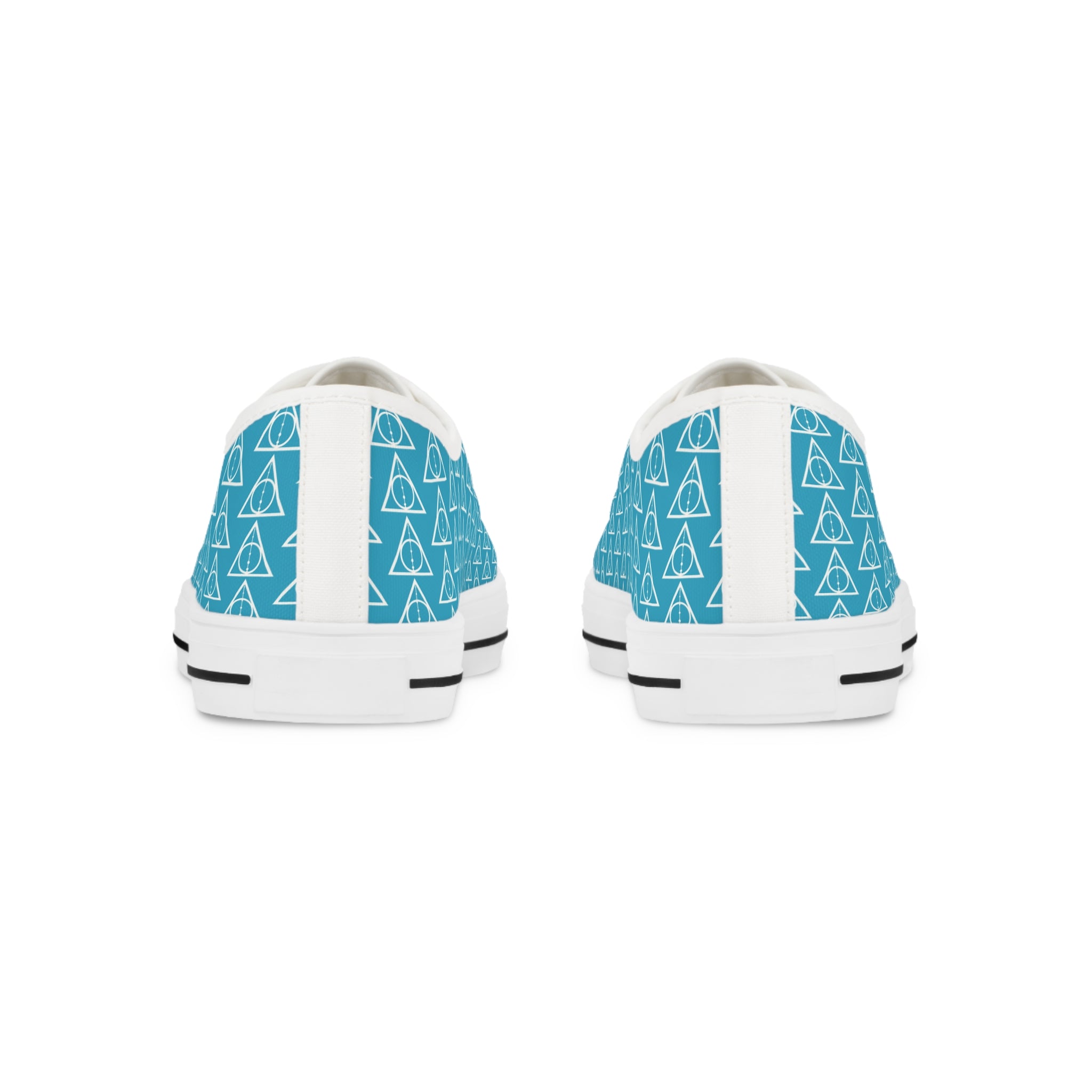 Harry Potter inspired Deathly Hallows logo Men's Low Top Sneakers (Turquoise Blue/White