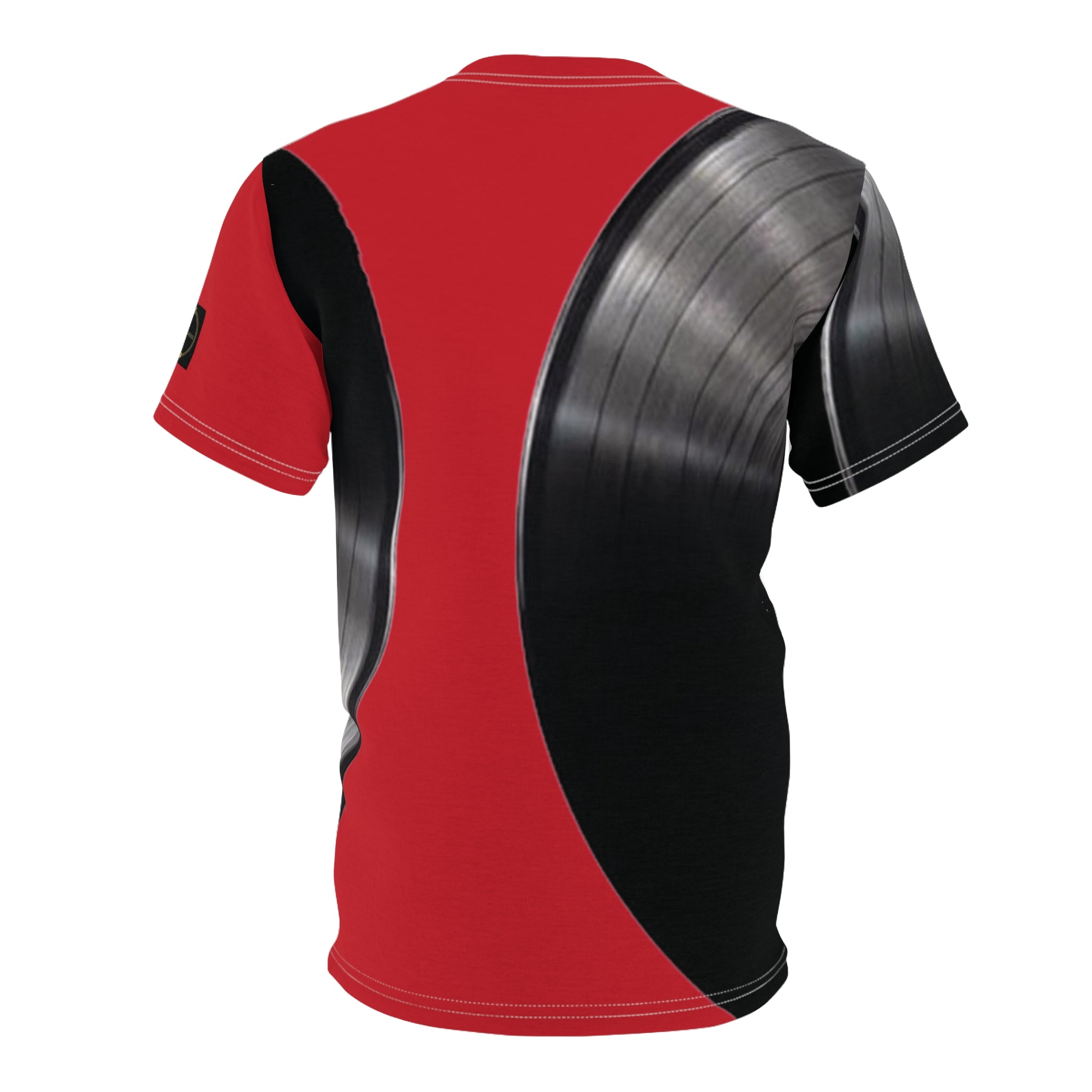 Fabled Fashion Vinyl Record design Unisex Cut & Sew Tee (AOP) Red