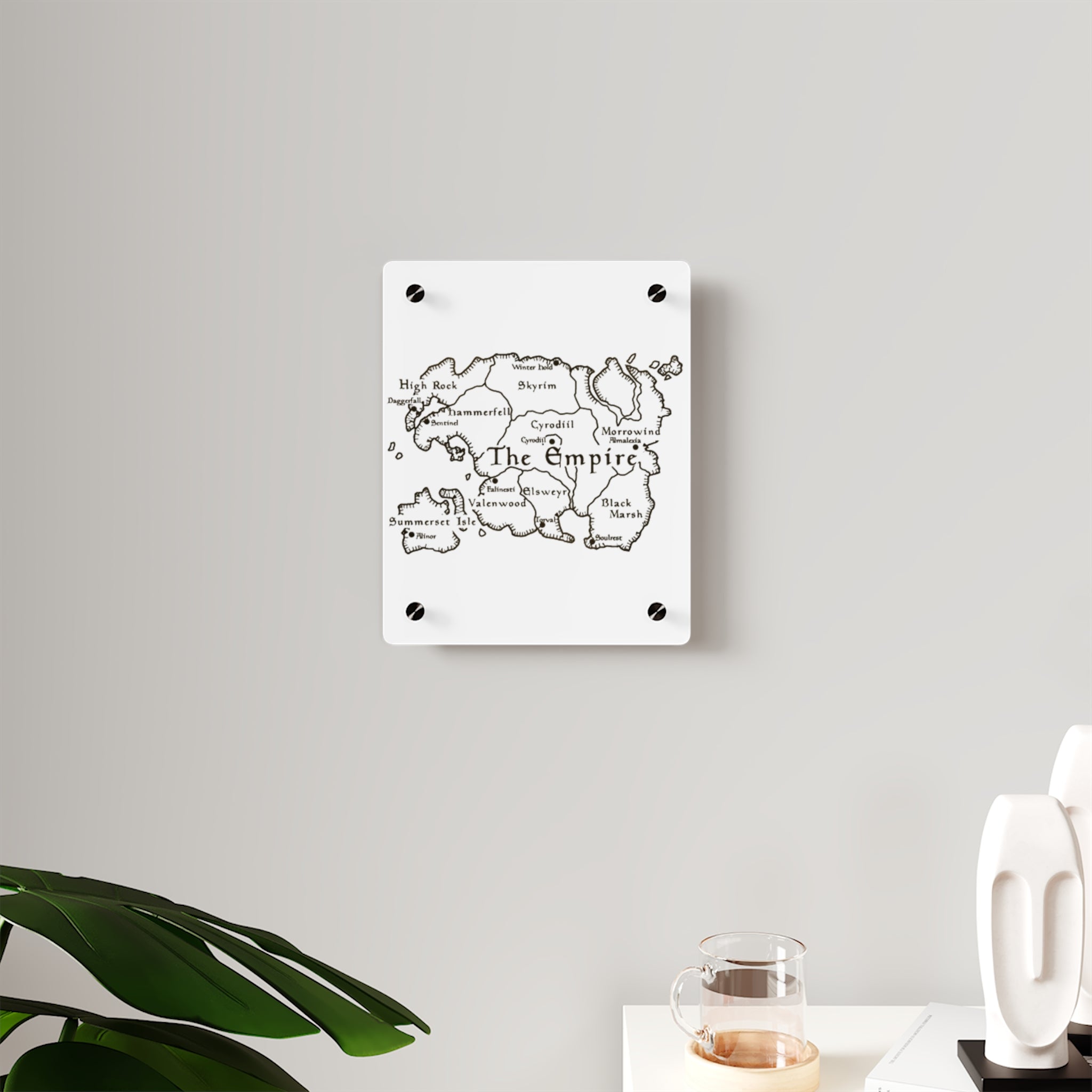 Tamriel map Dragonborn Skyrim Acrylic Wall Art Panels