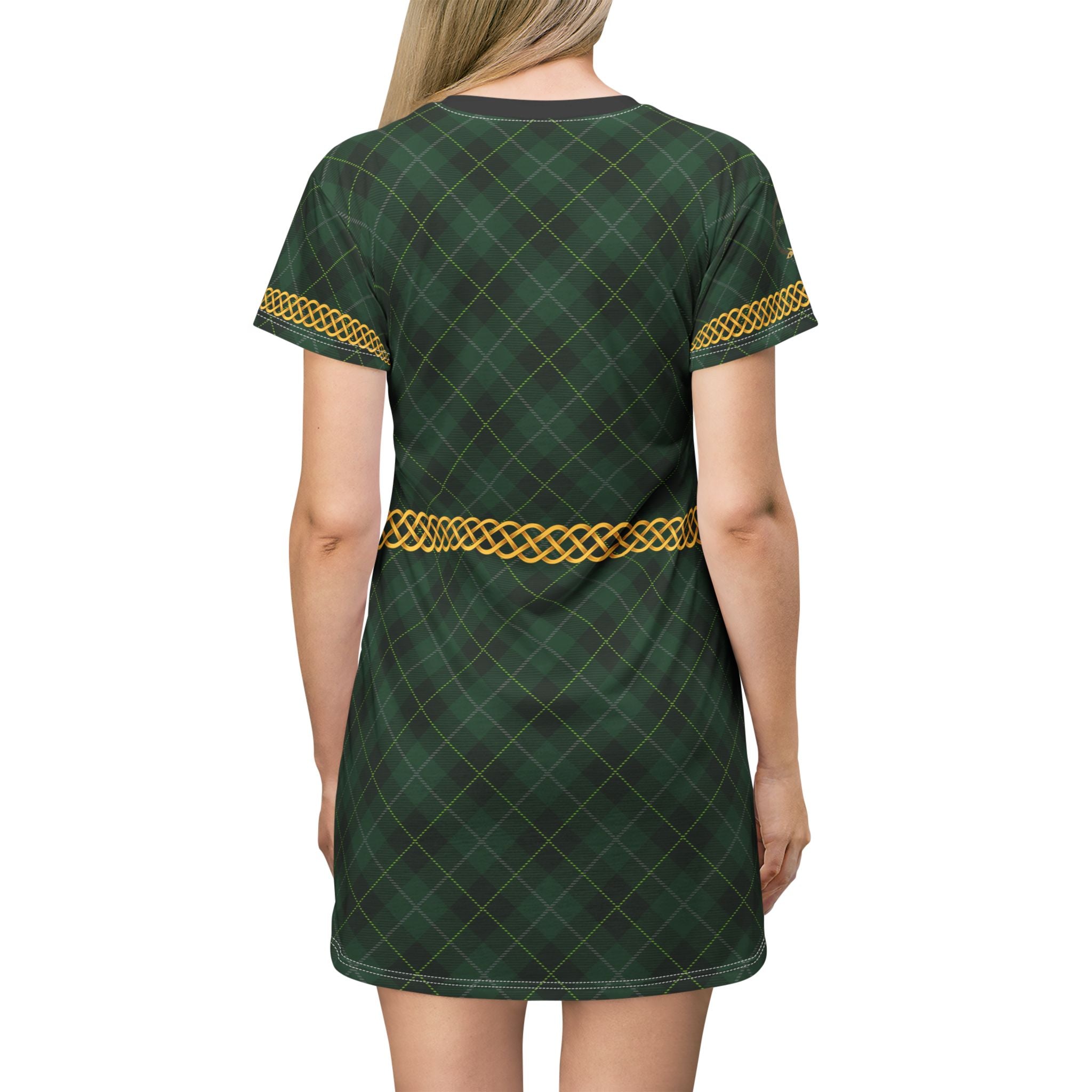 Fabled Fashion Celtic Knot Tartan Plaid Medieval Fashions All Over Print T-Shirt Dress