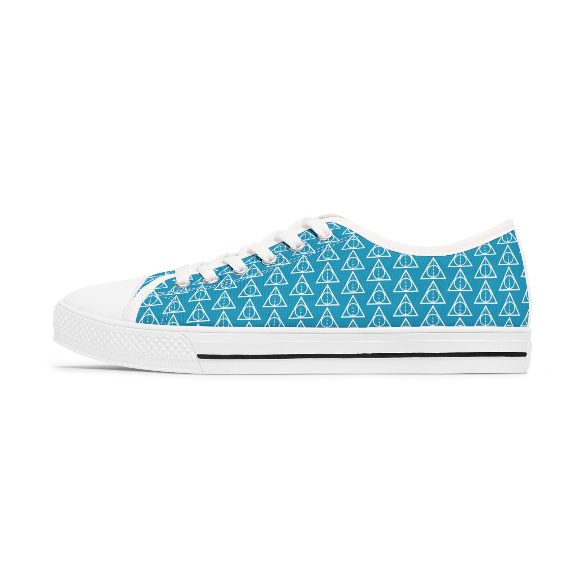 Harry Potter inspired Deathly Hallows Logo Women's Low Top Sneakers Turquoise Blue
