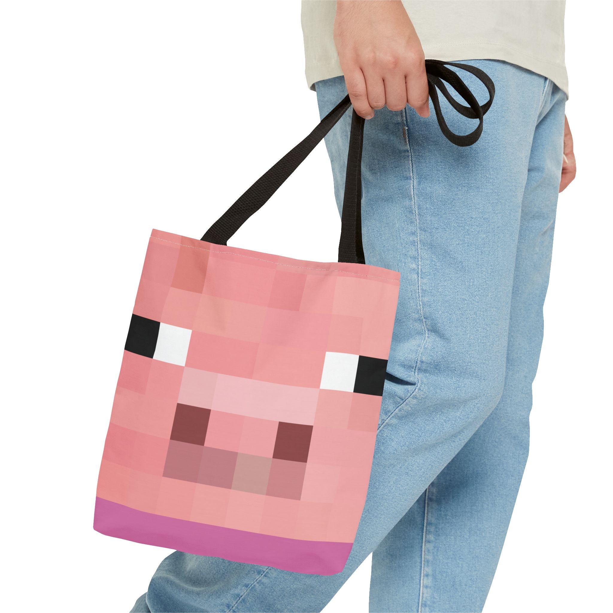 Minecraft inspired Pig Tote Bag (AOP) Perfect for  Halloween
