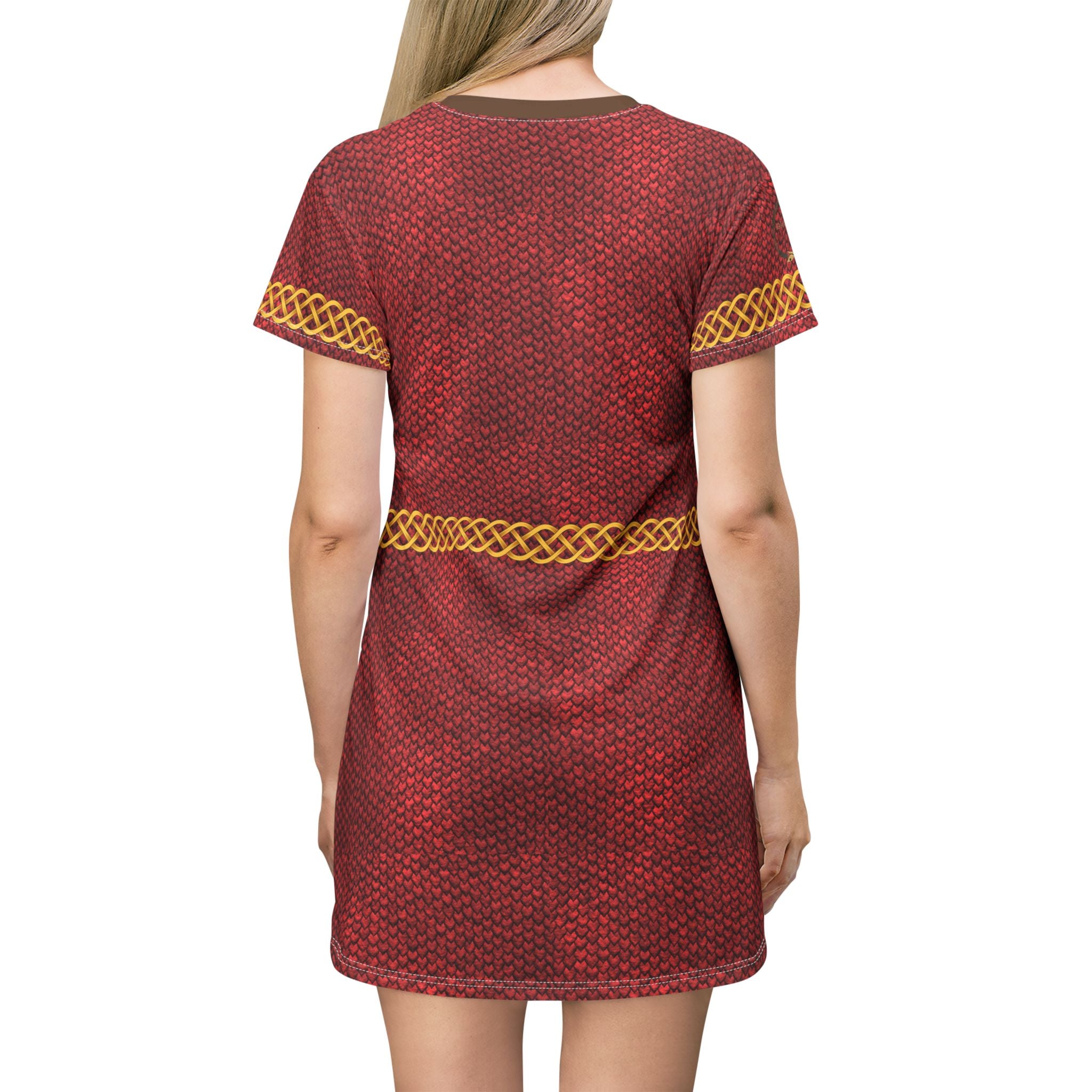 Fabled Fashion Celtic Red Dragon skin armour Medieval fashion All Over Print T-Shirt Dress