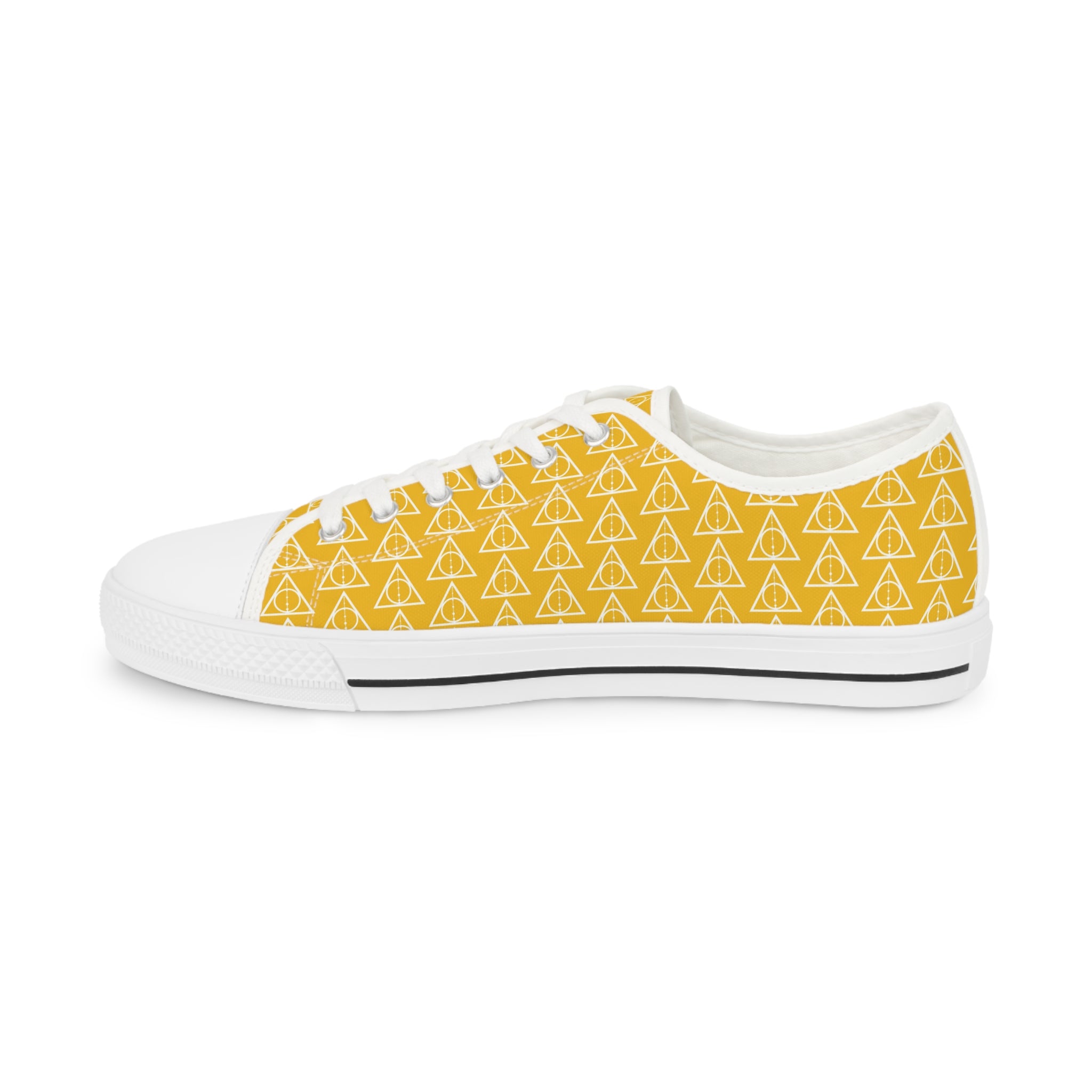 Harry Potter inspired Deathly Hallows logo Men's Low Top Sneakers Yellow