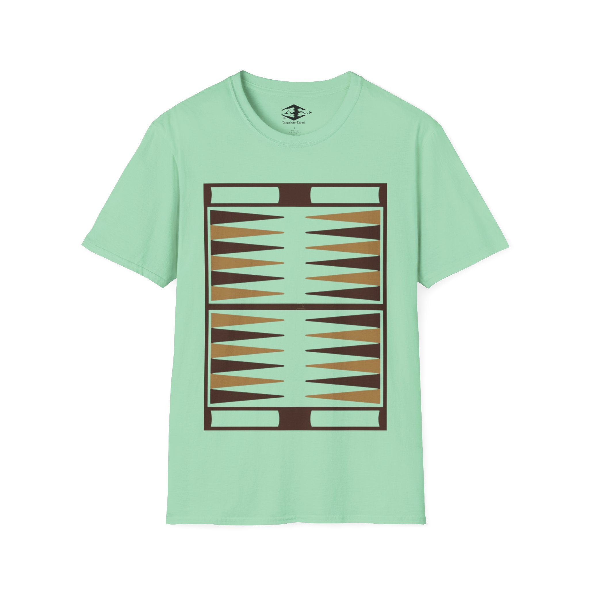 Travel Backgammon Board Unisex Softstyle T-Shirt (pieces not included)