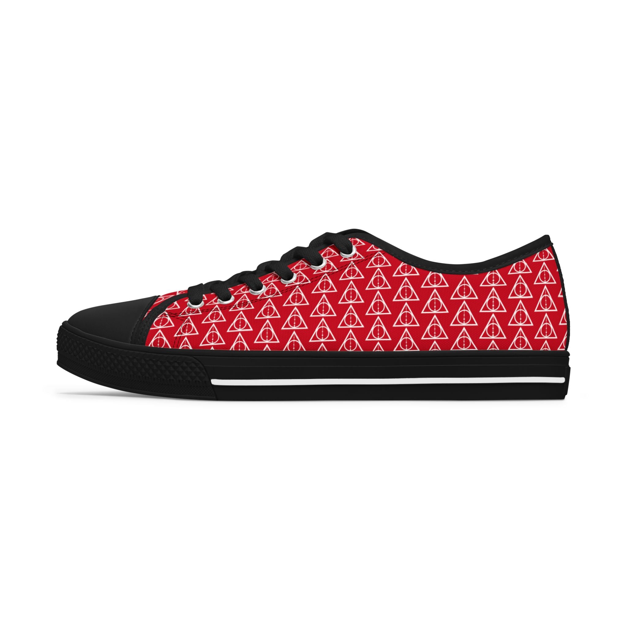 Harry Potter inspired Deathly Hallows Logo Women's Low Top Sneakers Red