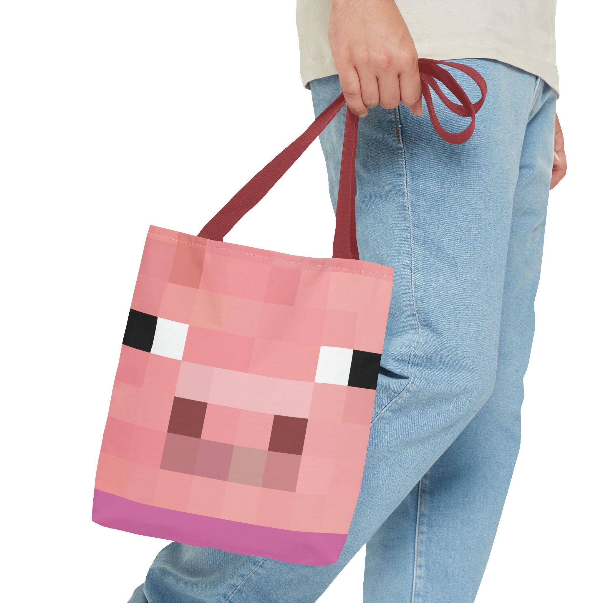 Minecraft inspired Pig Tote Bag (AOP) Perfect for  Halloween