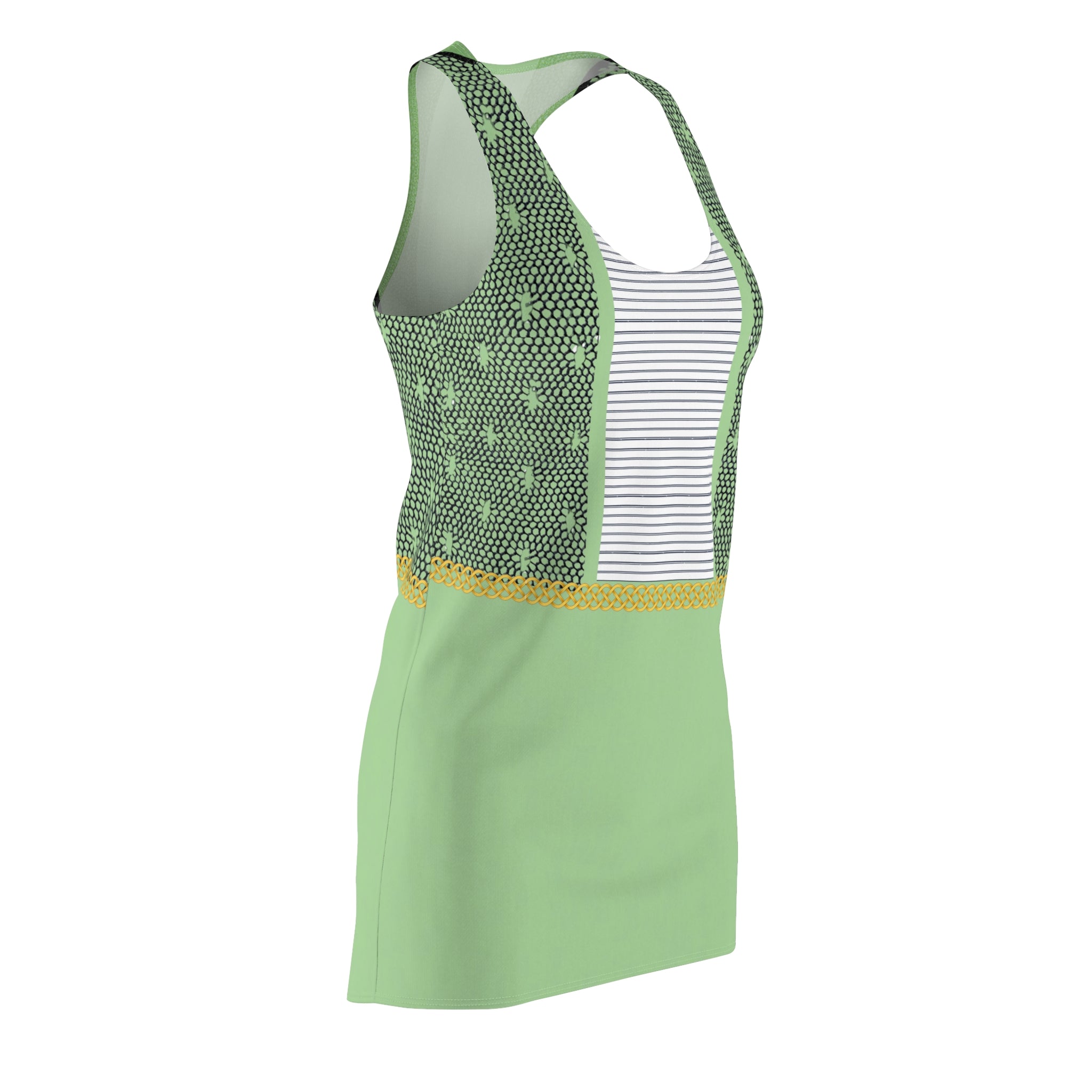Fabled Fashion Pistachio Lace effect Women's Cut & Sew Racerback Dress (AOP)