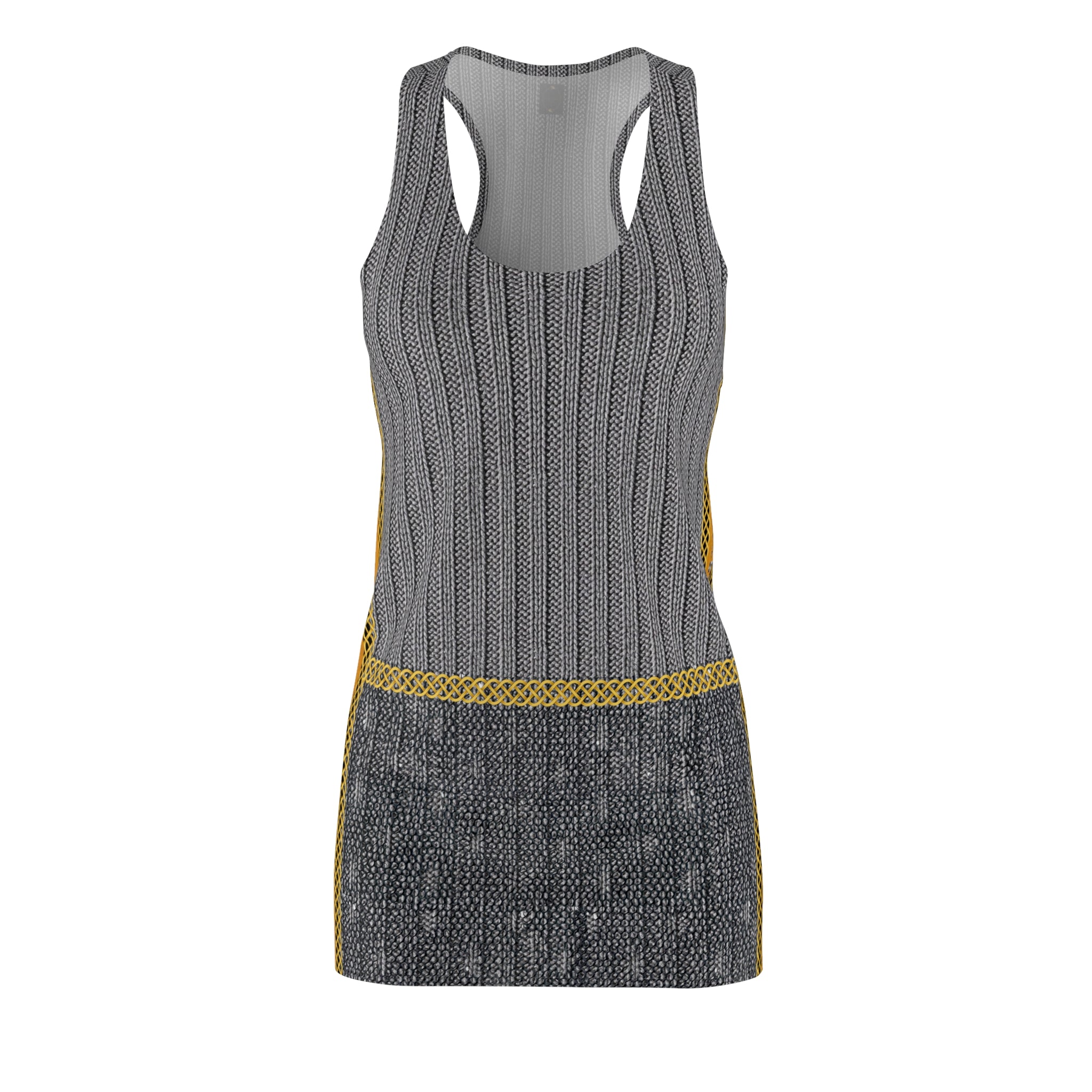 Fabled Fashion Knit and lace with gold Celtic knot effect  Women's Cut & Sew Racerback Dress (AOP)