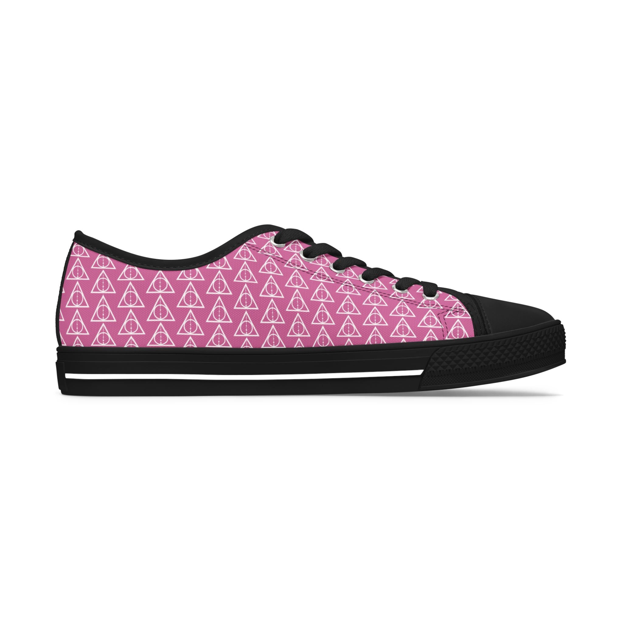 Harry Potter inspired Deathly Hallows Logo Women's Low Top Sneakers Light Pink