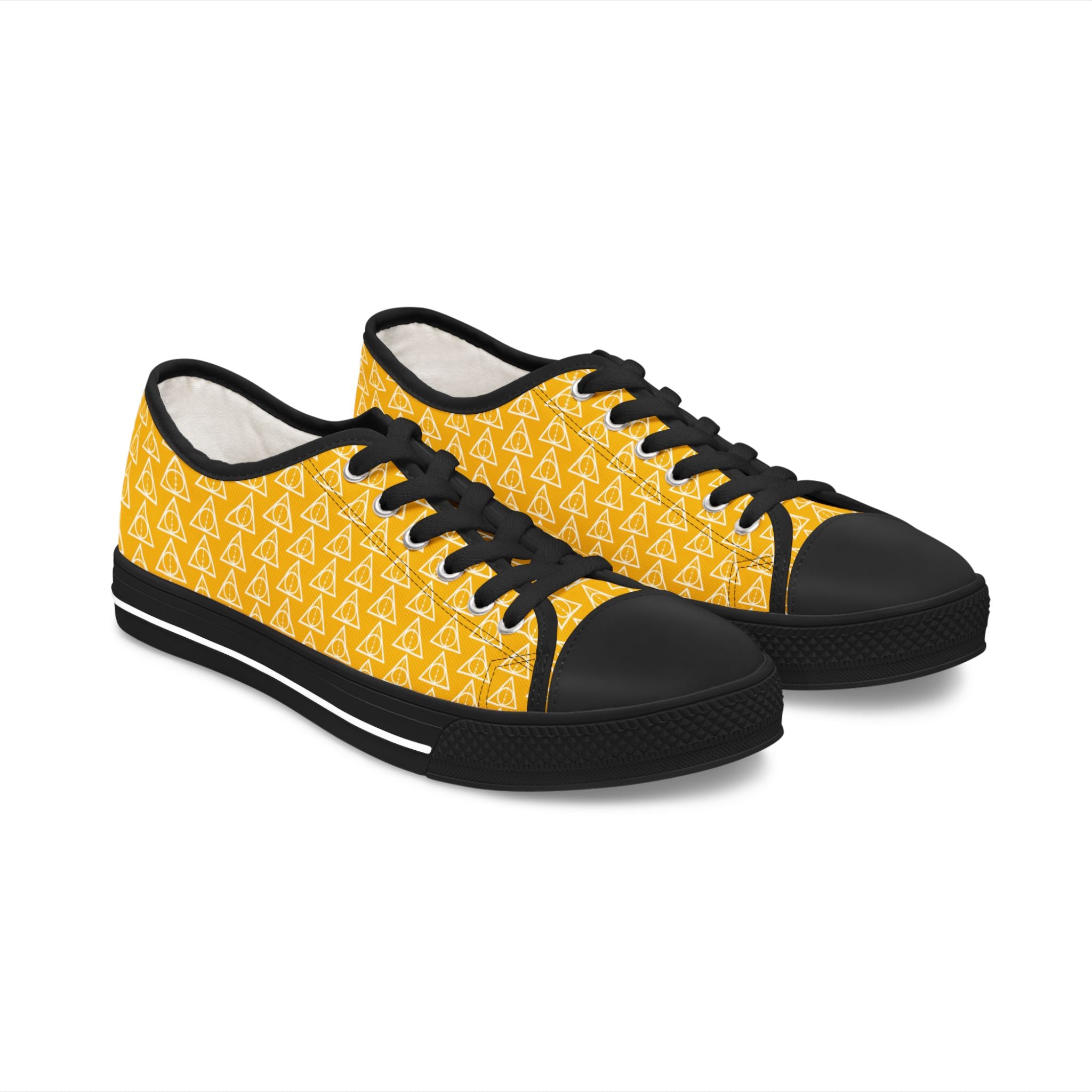 Harry Potter inspired Deathly Hallows Logo Women's Low Top Sneakers Yellow