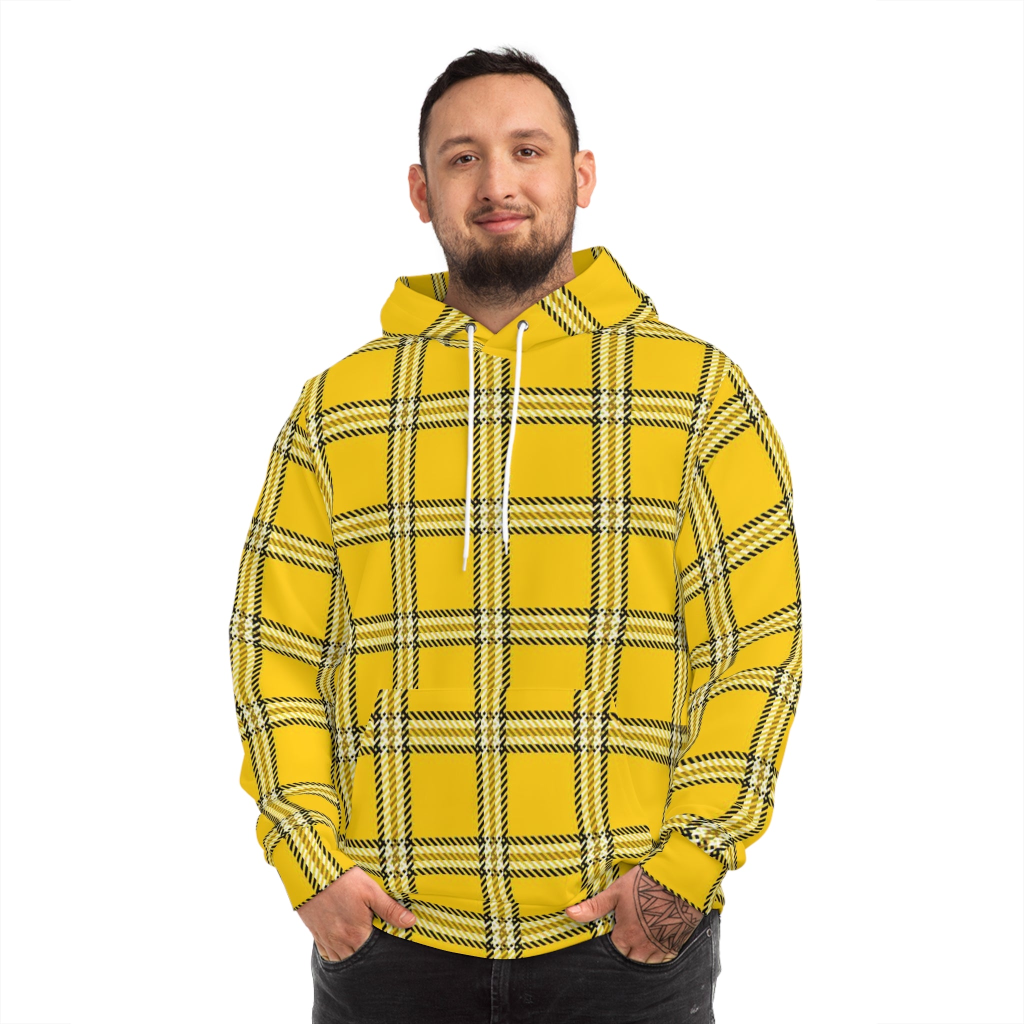 Fabled Fashion Yellow Plaid Clueless inspired Unisex Hoodie (AOP)