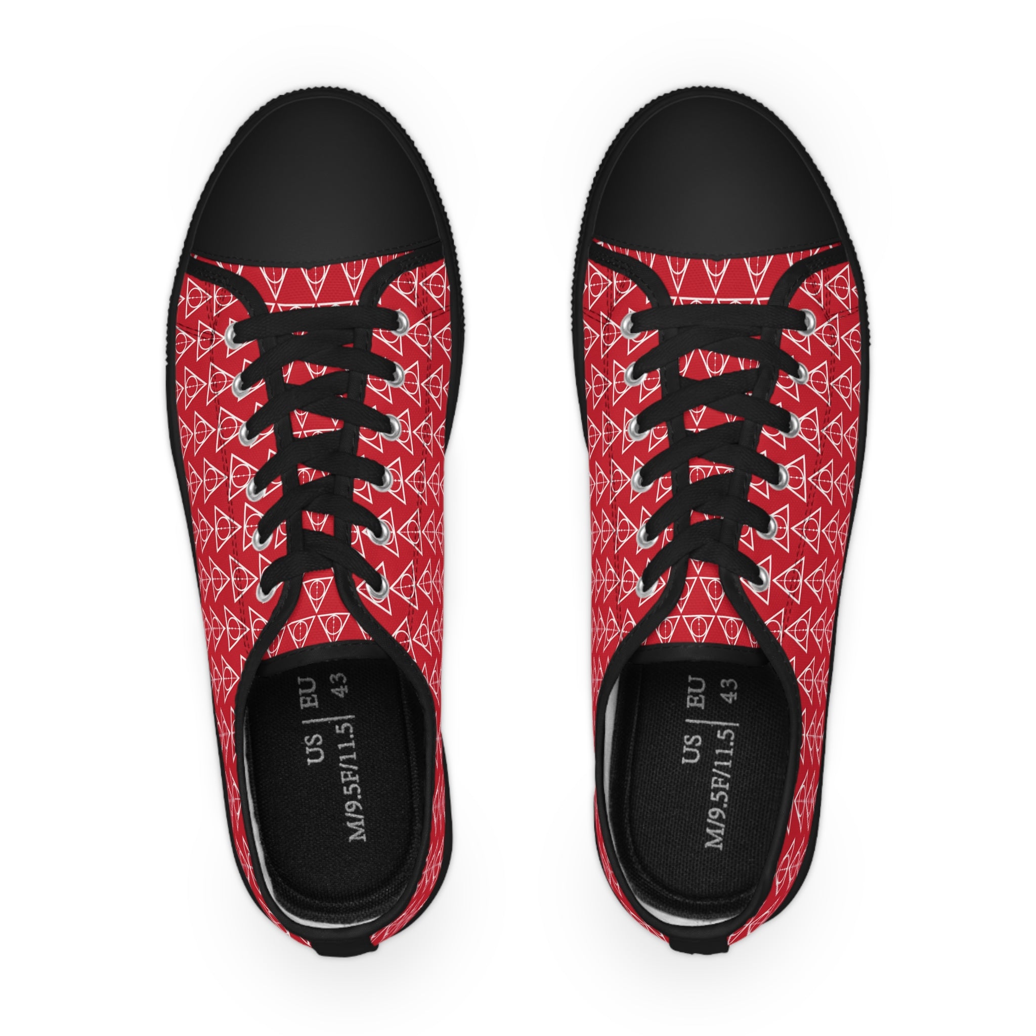 Harry Potter inspired Deathly Hallows logo Men's Low Top Sneakers Red